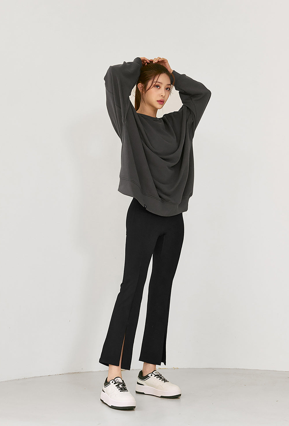 XELLA Intention Napping Boots Cut Slit Pants - Black