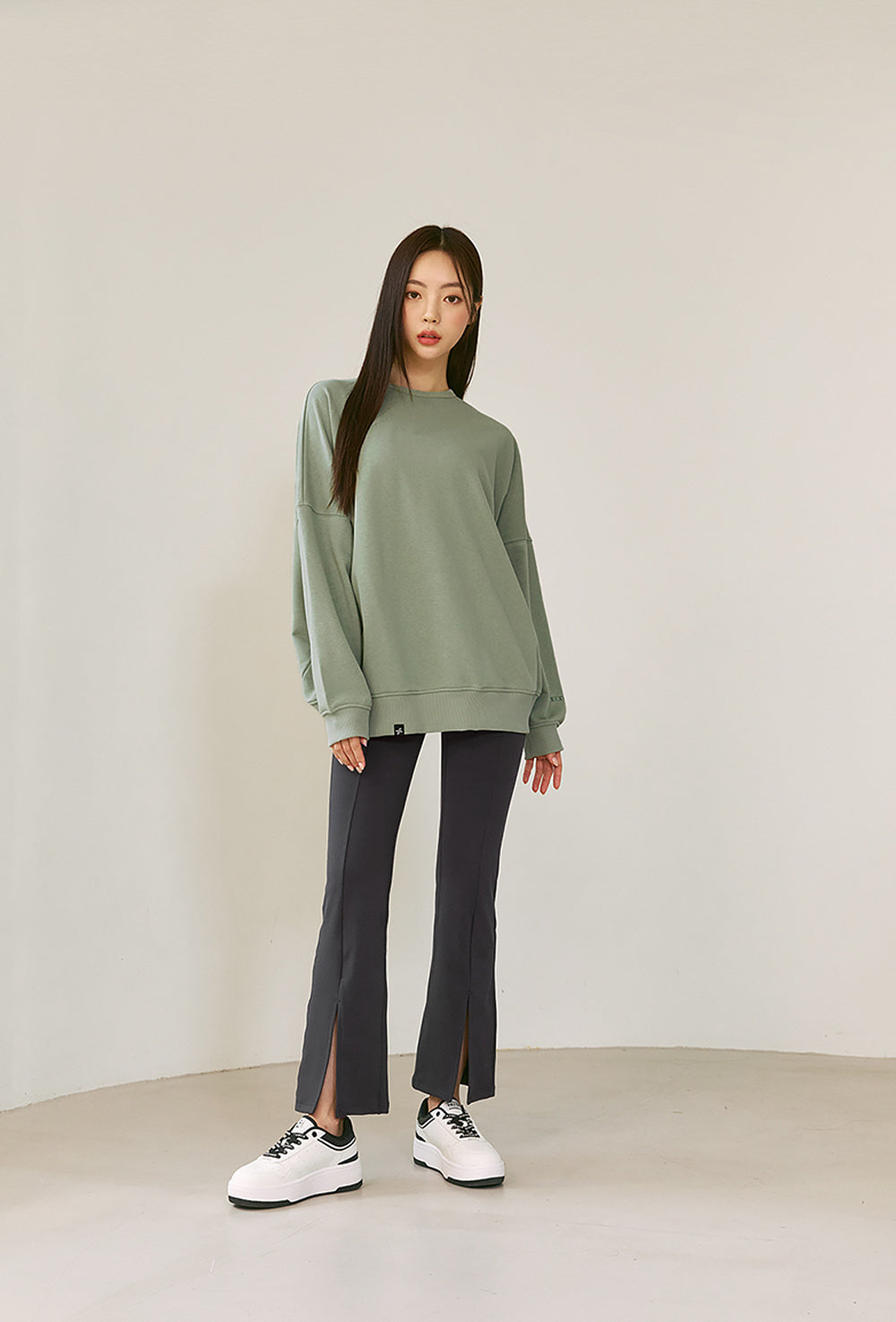 XELLA Intention Napping Boots Cut Slit Pants - Jet Gray