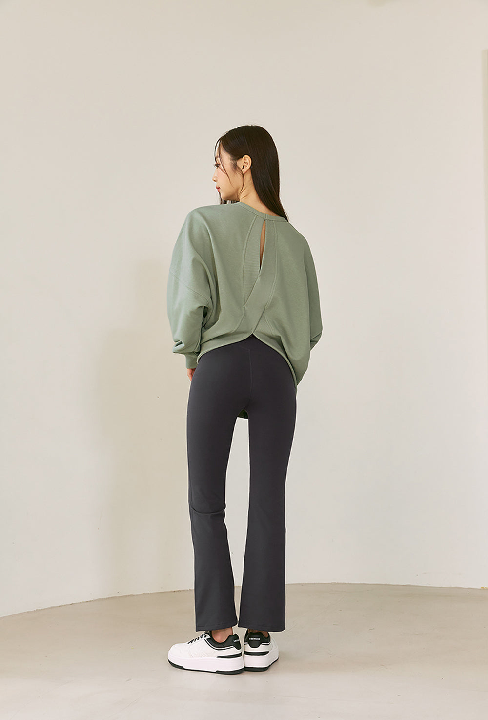 XELLA Intention Napping Boots Cut Slit Pants - Jet Gray