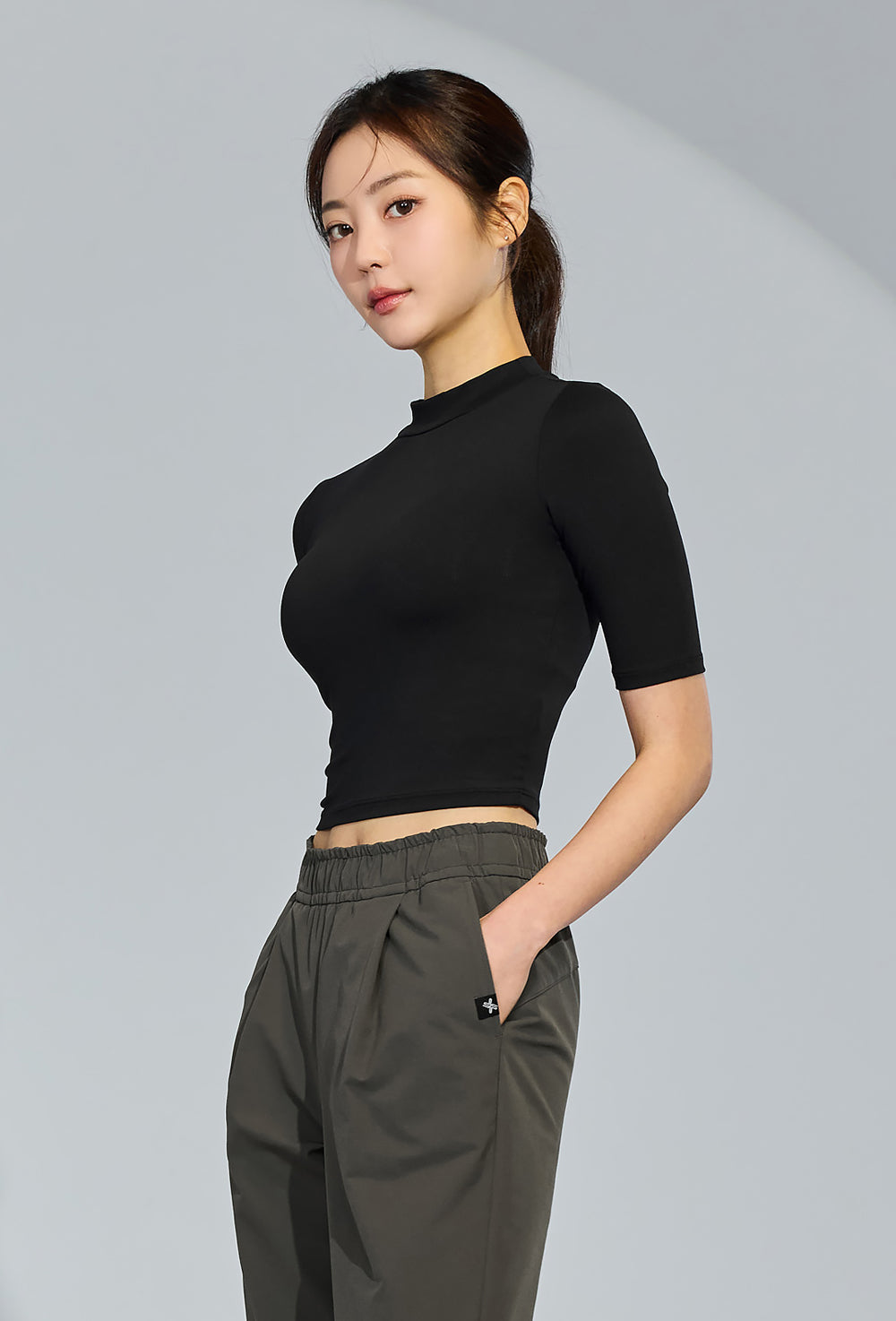 Half neck short sleeve - Black
