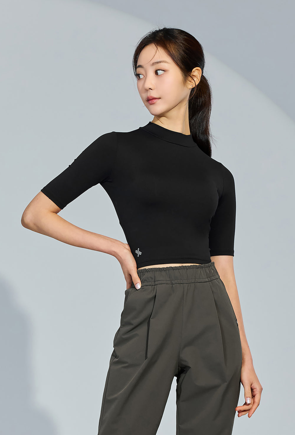 Half neck short sleeve - Black