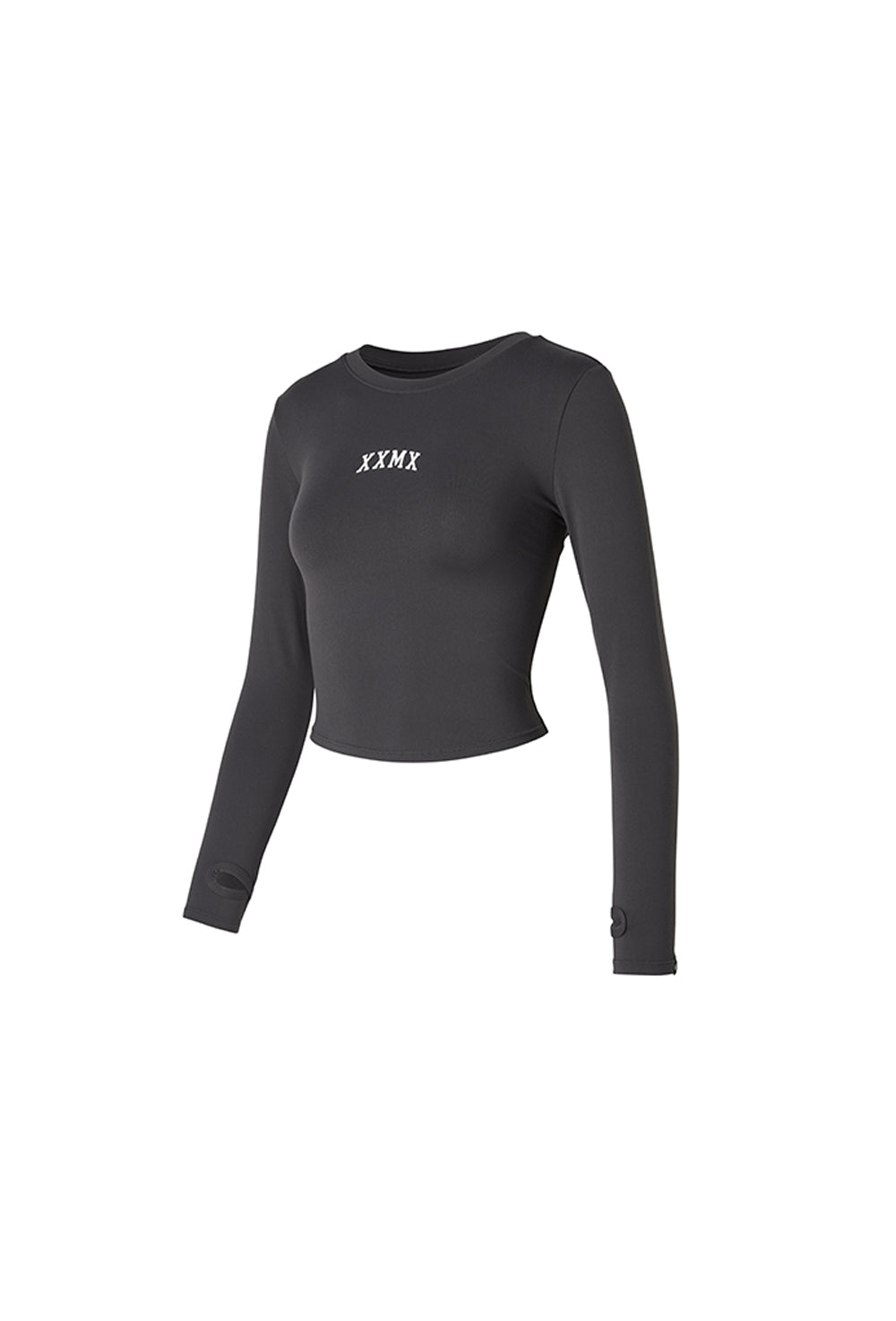 Cotton Like Finger Hole Long Sleeve - Jet Chacoal
