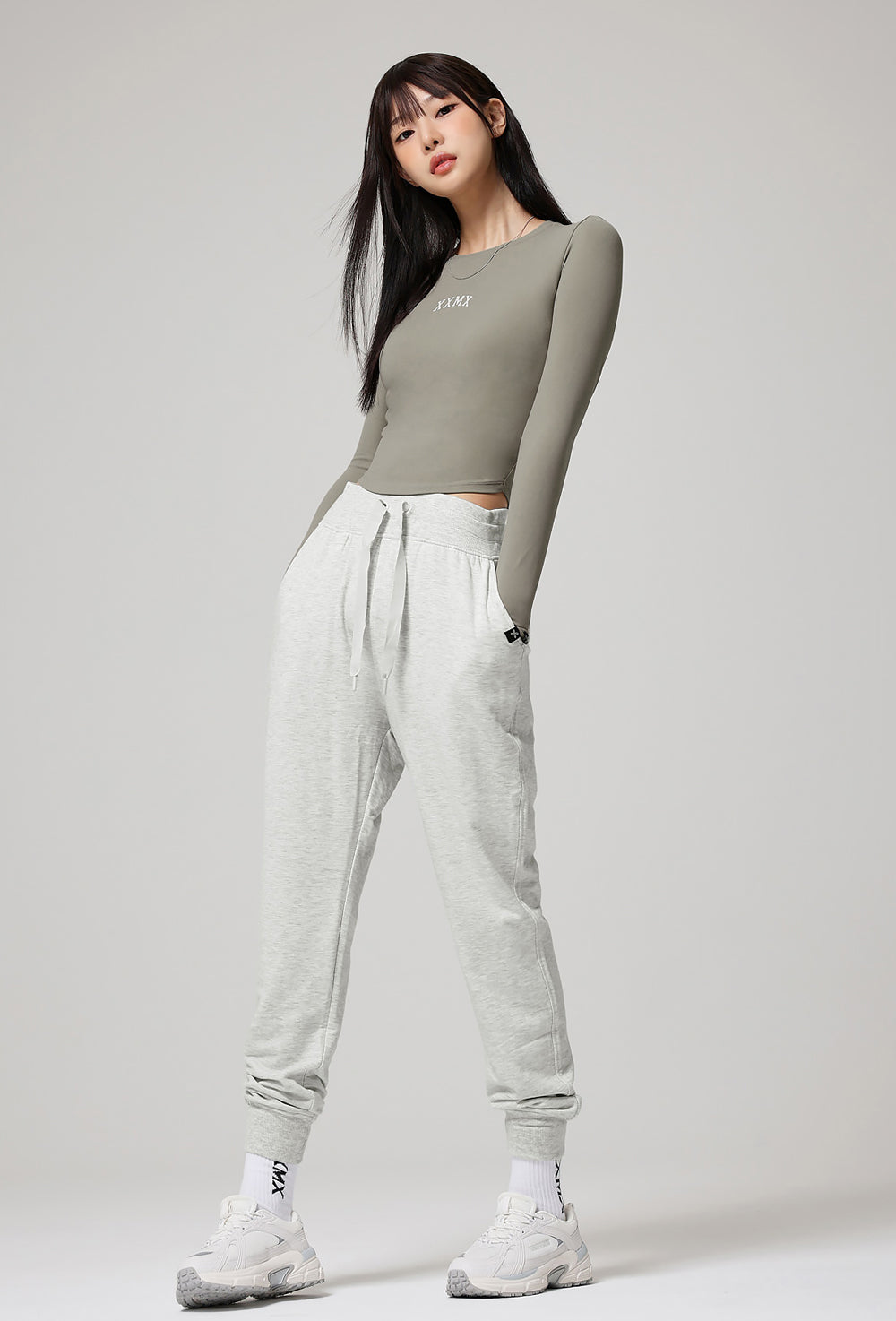 Cotton Like Finger Hole Long Sleeve - Shimmer Gray
