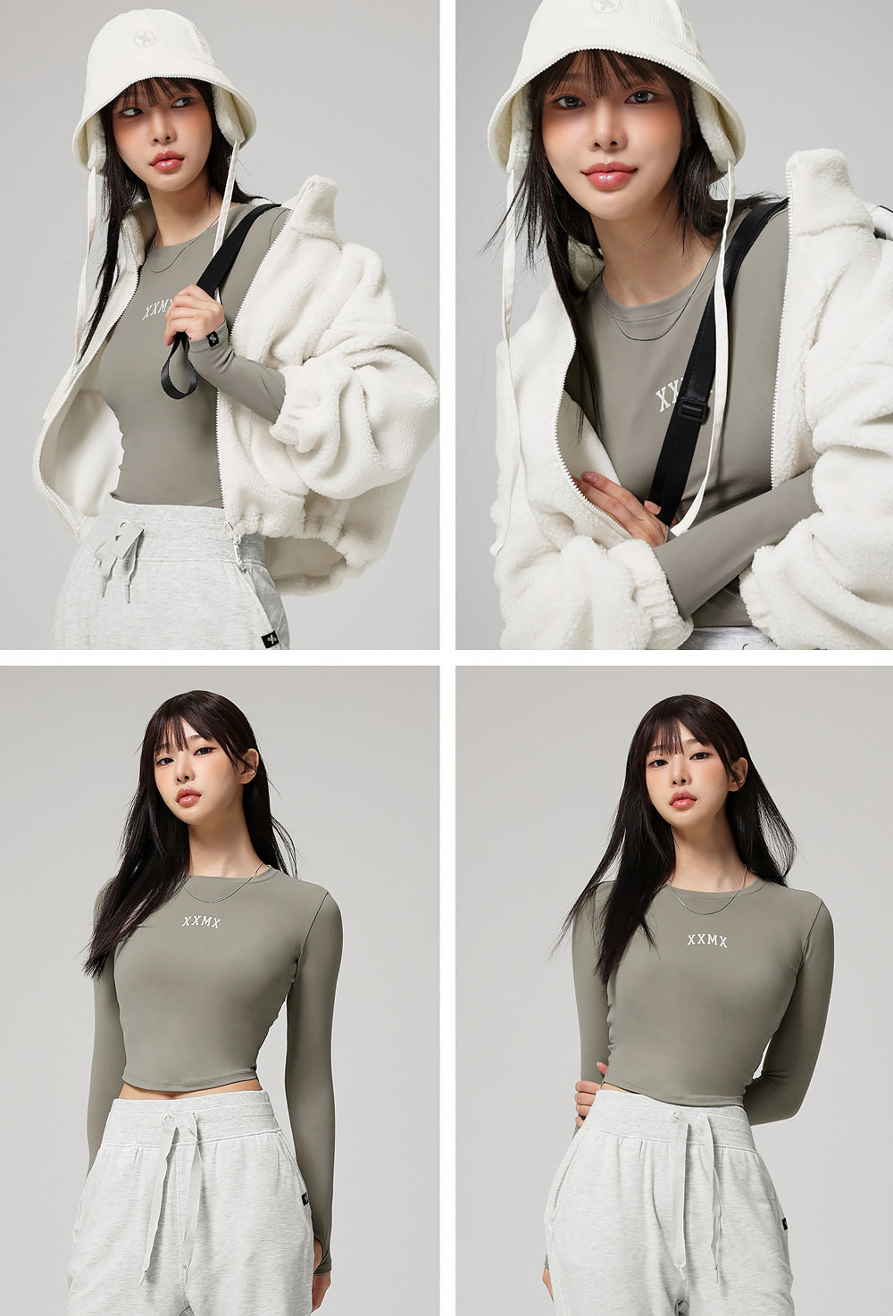 Cotton Like Finger Hole Long Sleeve - Shimmer Gray
