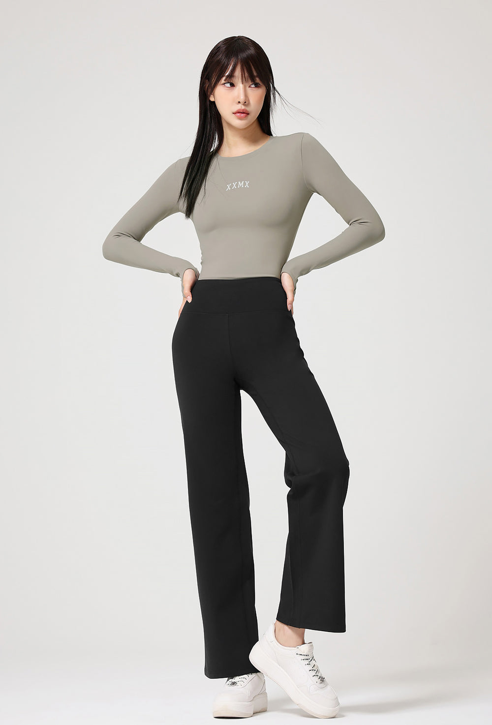 Cotton Like Finger Hole Long Sleeve - Shimmer Gray