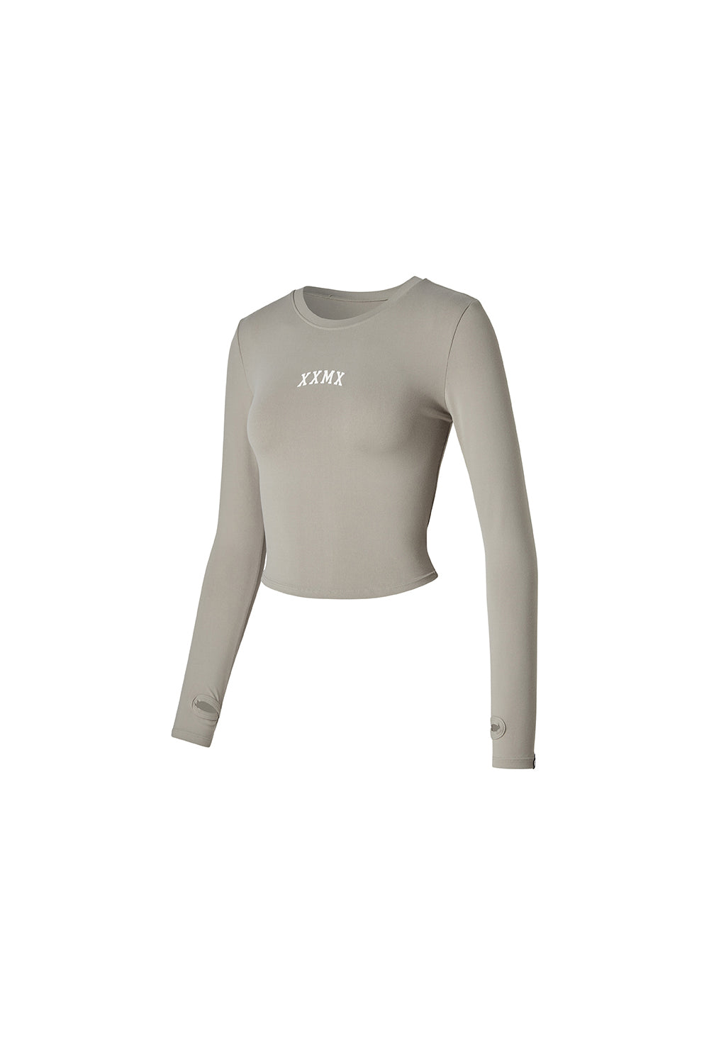 Cotton Like Finger Hole Long Sleeve - Shimmer Gray