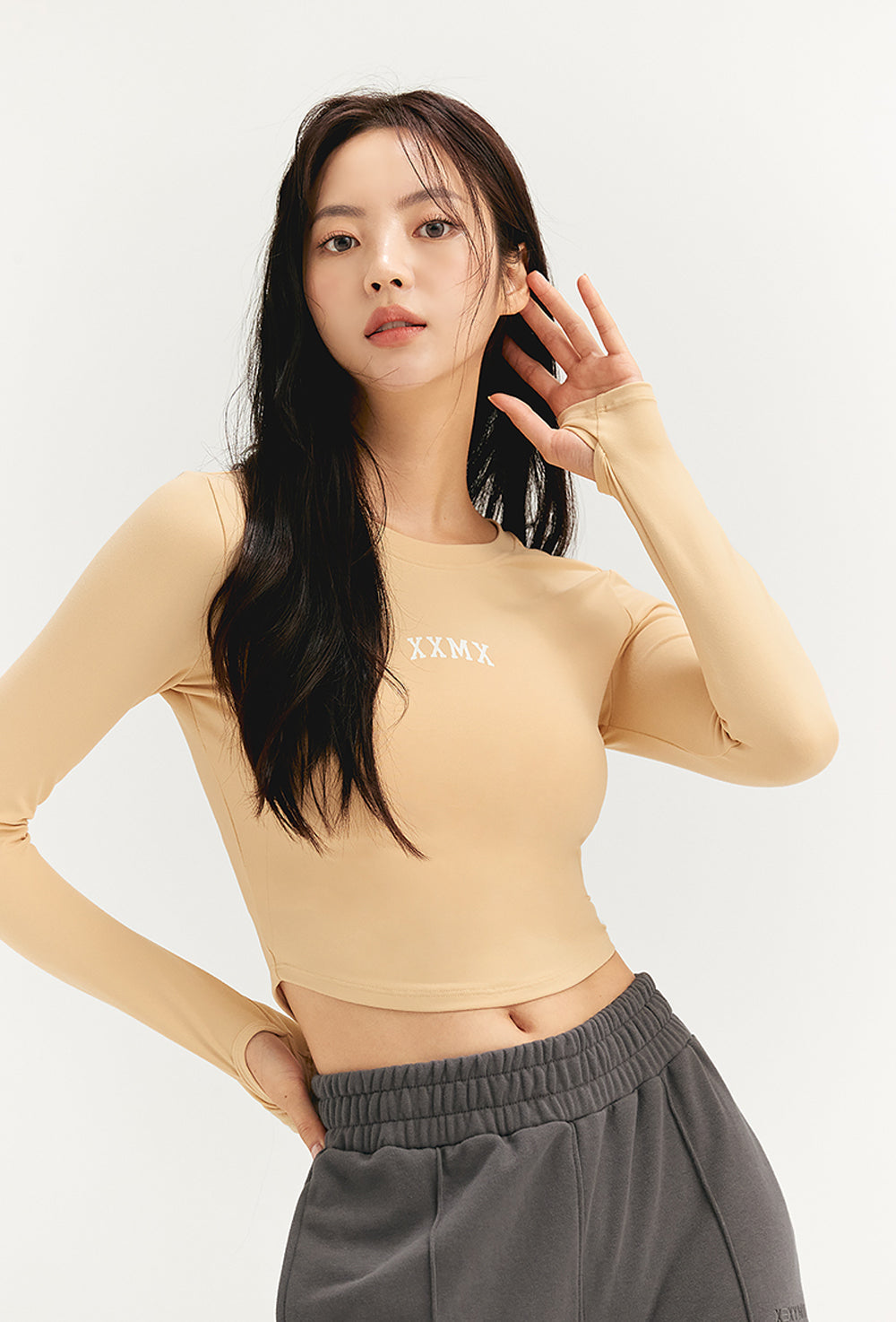 Cotton Like Finger Hole Long Sleeve - Gold Kiwi