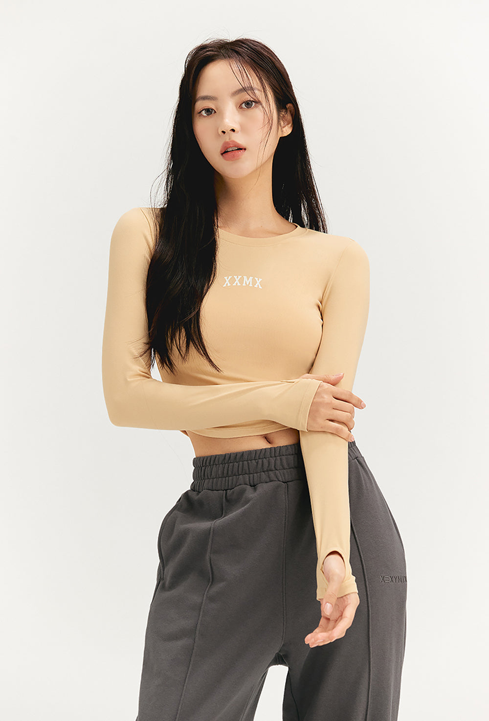 Cotton Like Finger Hole Long Sleeve - Gold Kiwi