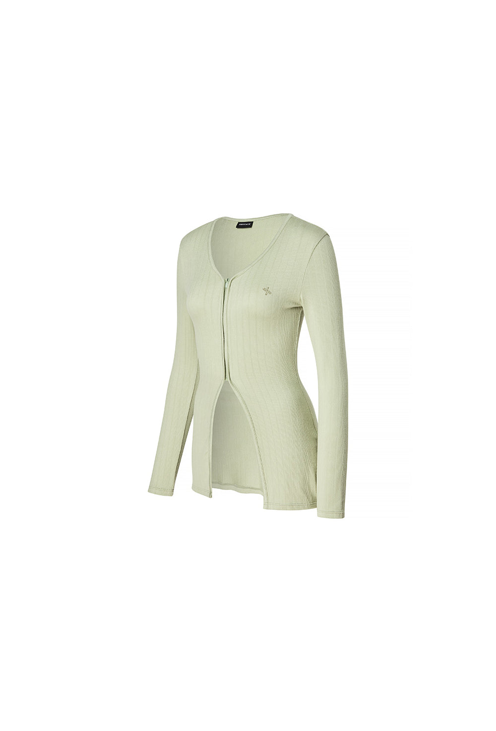 Ribbed Zip up Cover Cardigan - Laurel Green