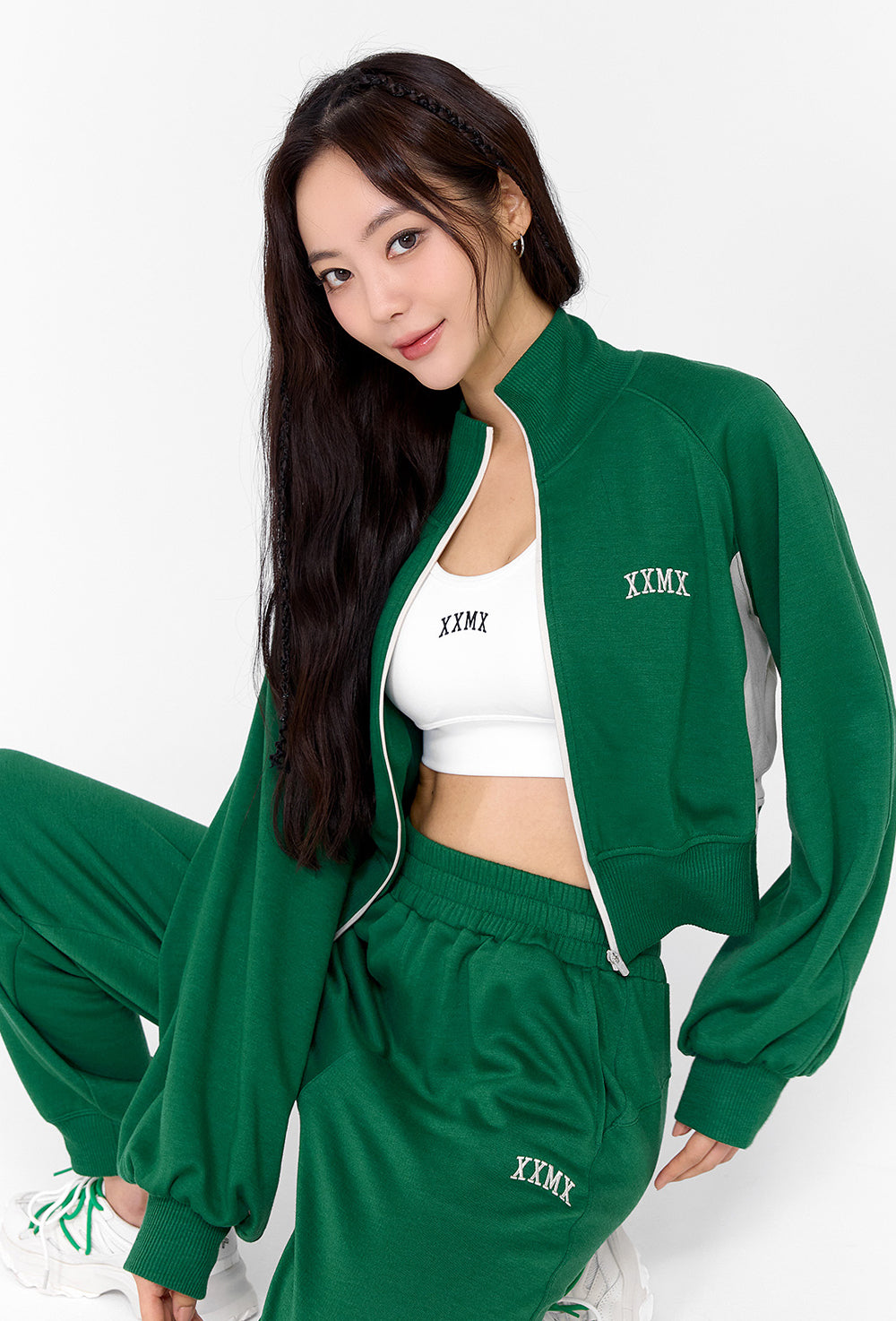 Mellow Color Block Zip-Up Jacket - Earth Green