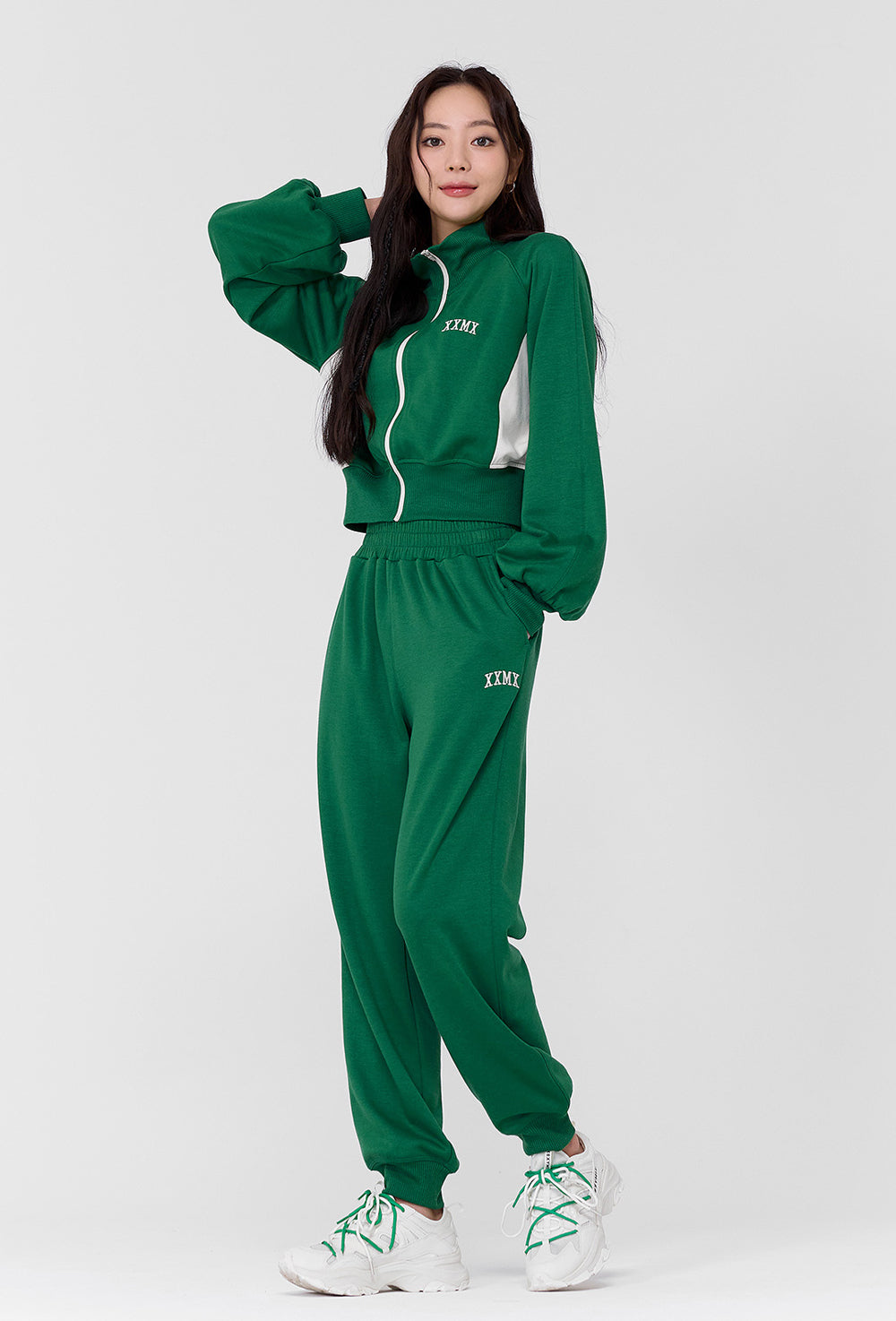 Mellow Color Block Zip-Up Jacket - Earth Green