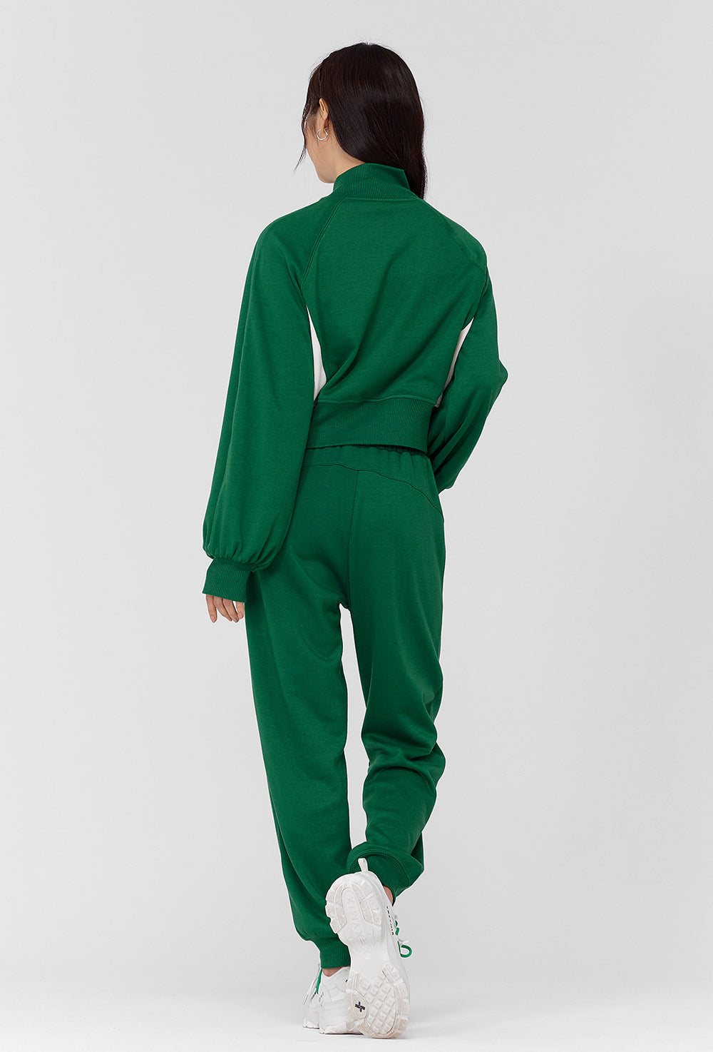 Mellow Color Block Zip-Up Jacket - Earth Green