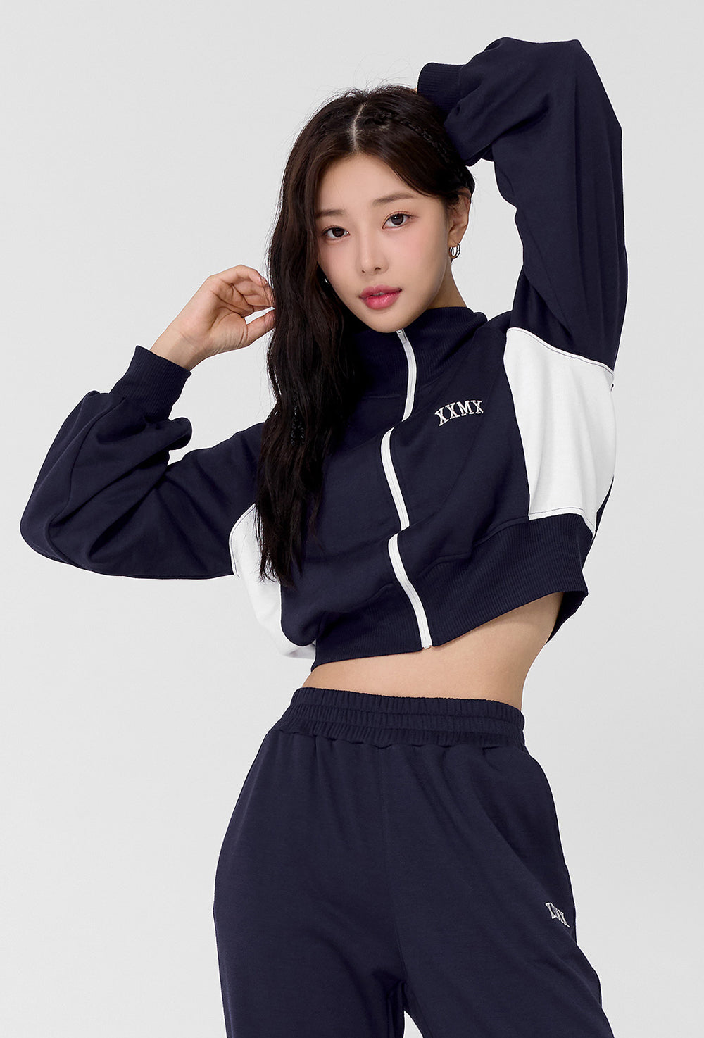 Mellow Color Block Zip-Up Jacket - Navy Shower