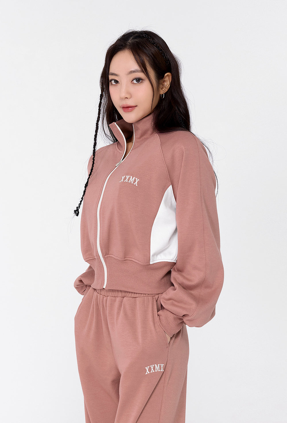 Mellow Color Block Zip-Up Jacket - Baroque Rose