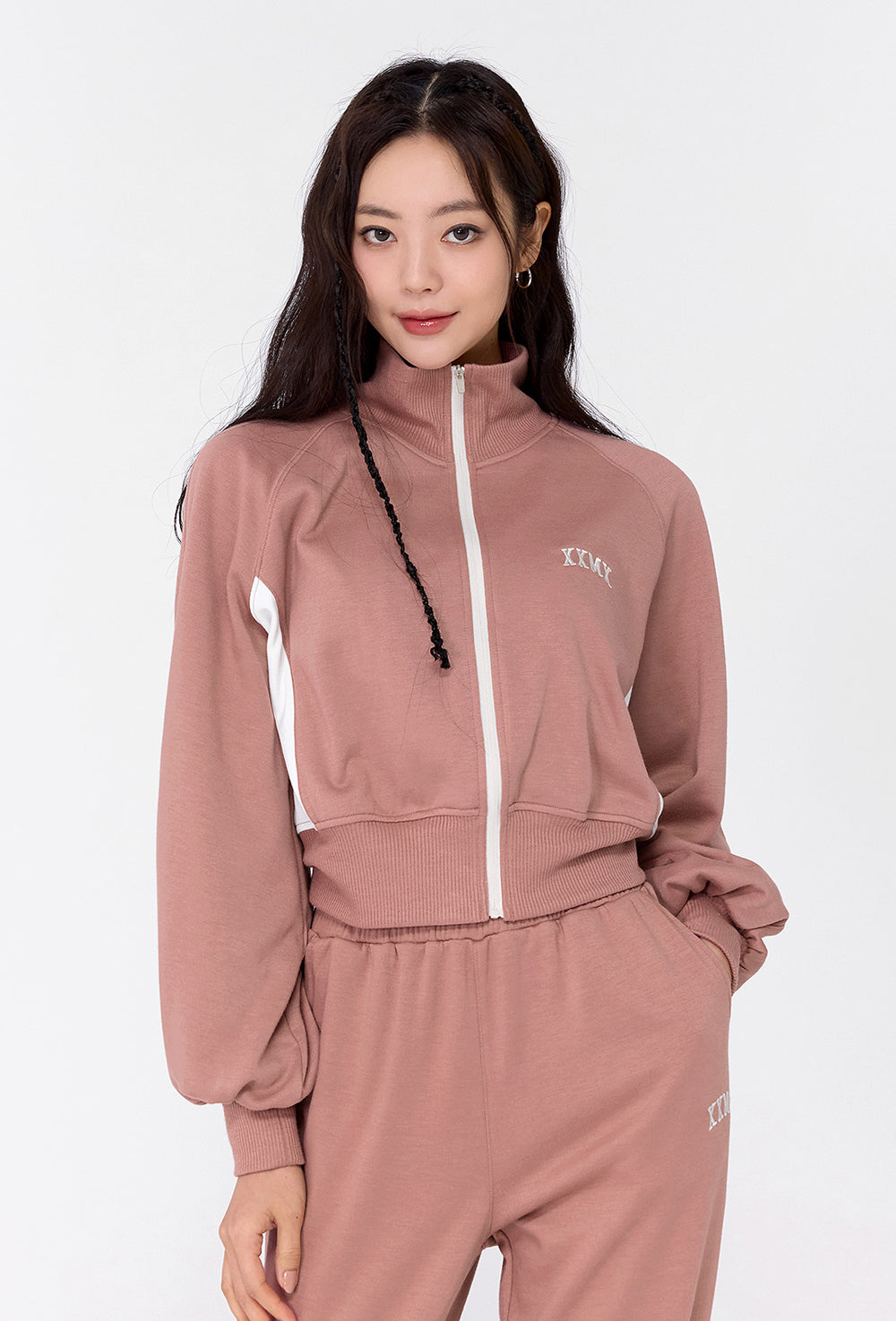 Mellow Color Block Zip-Up Jacket - Baroque Rose