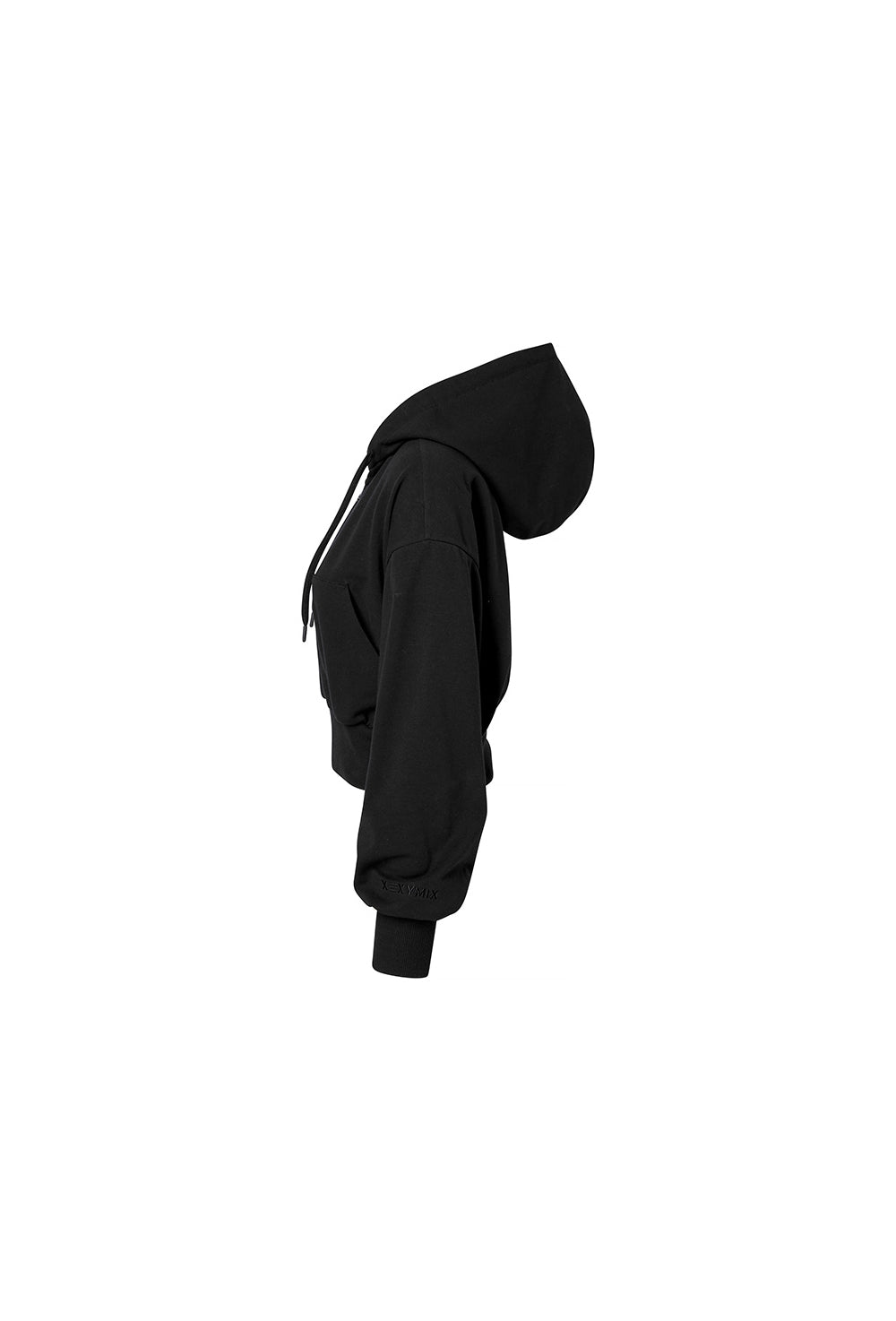 Smooth Touch Crop Hoodie Zip-Up - Black