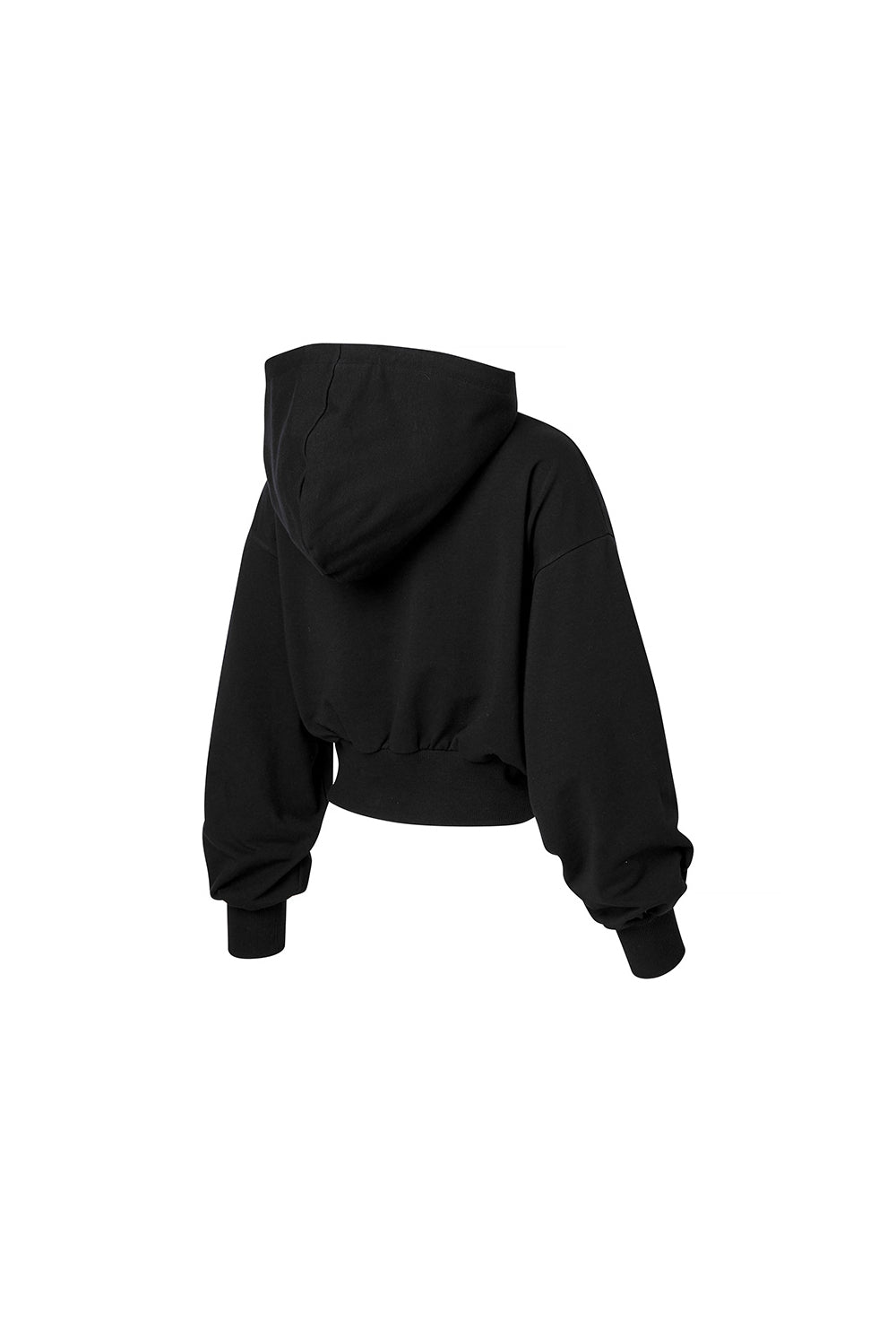 Smooth Touch Crop Hoodie Zip-Up - Black
