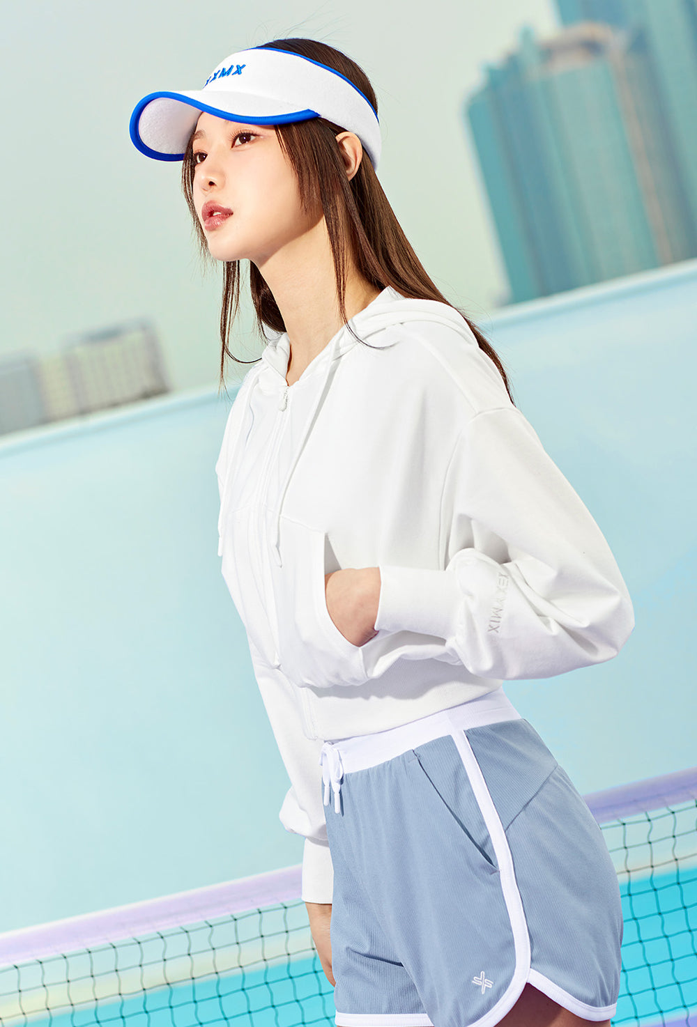 Smooth Touch Crop Hoodie Zip-Up - Ivory