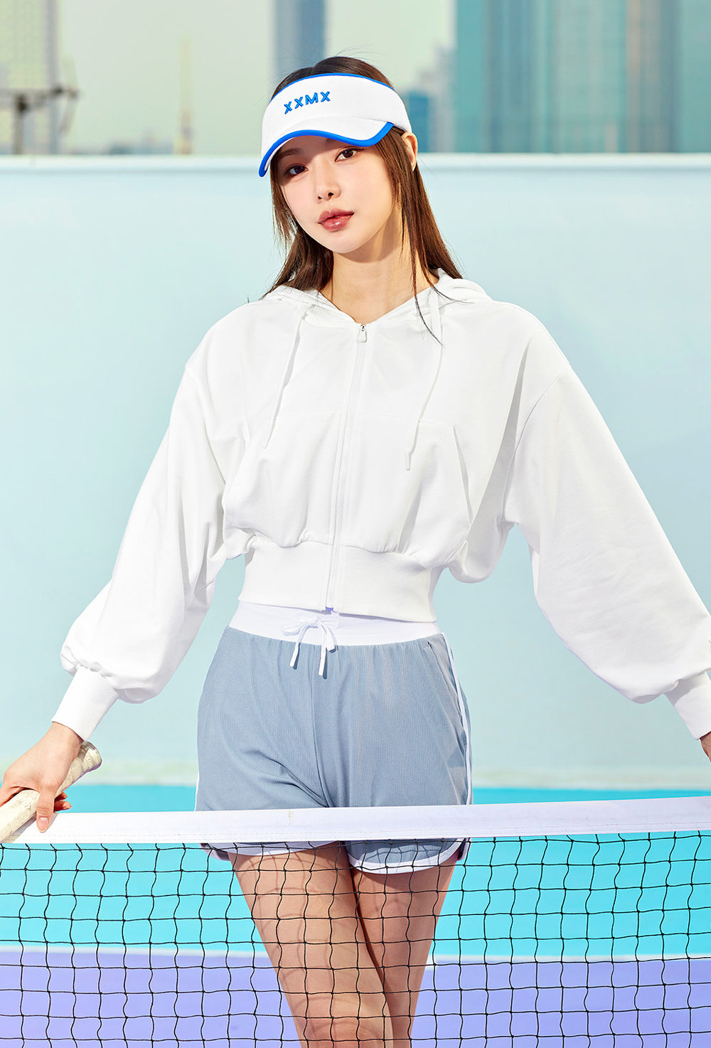 Smooth Touch Crop Hoodie Zip-Up - Ivory