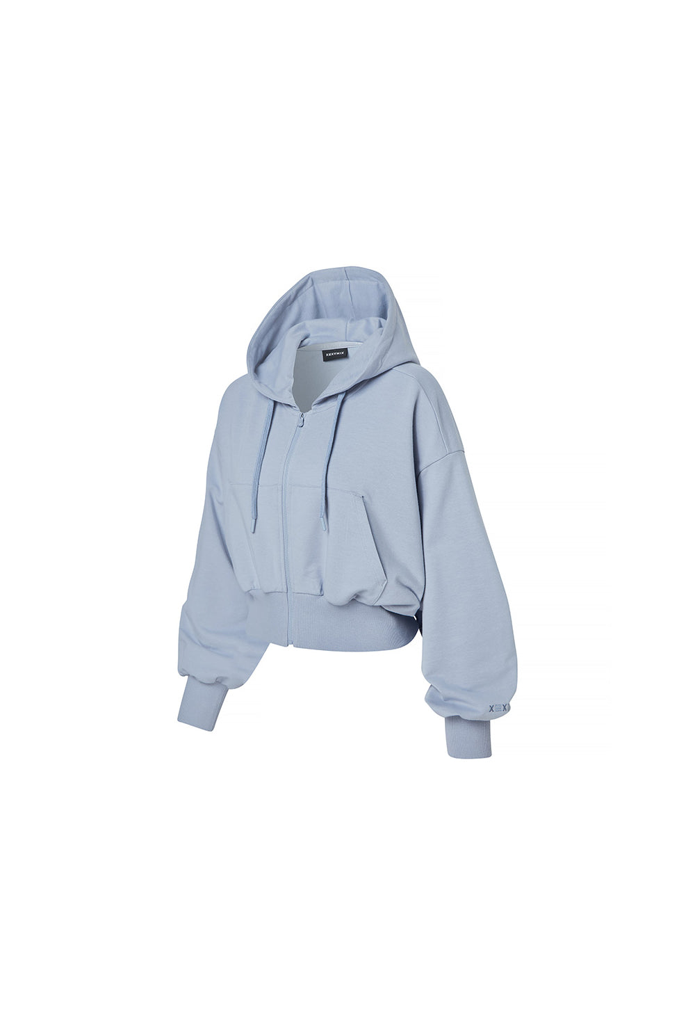 Smooth Touch Crop Hoodie Zip-Up - Lazy Blue