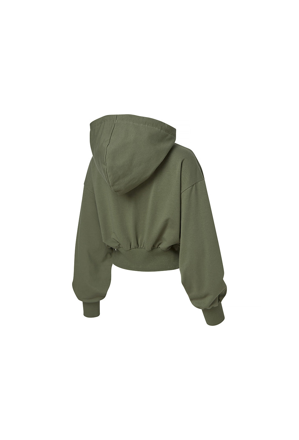Smooth Touch Crop Hoodie Zip-Up - Moss Khaki
