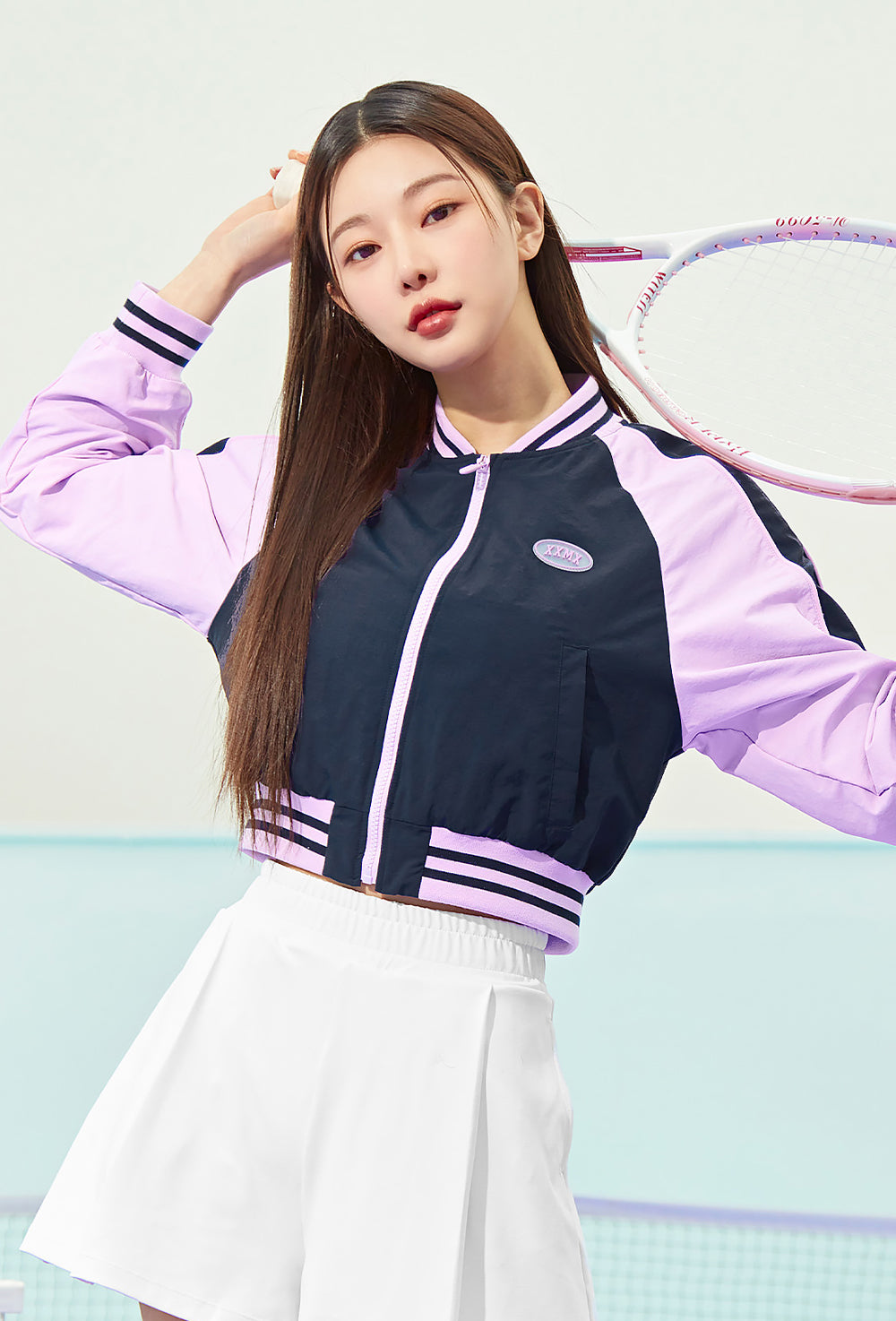 Woven Crop Varsity Jacket - Aurora Navy