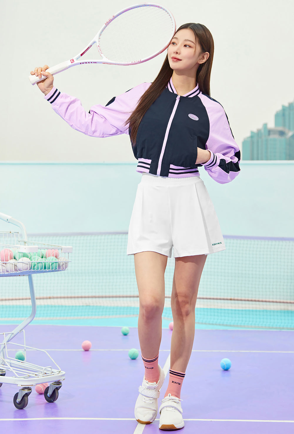 Woven Crop Varsity Jacket - Aurora Navy