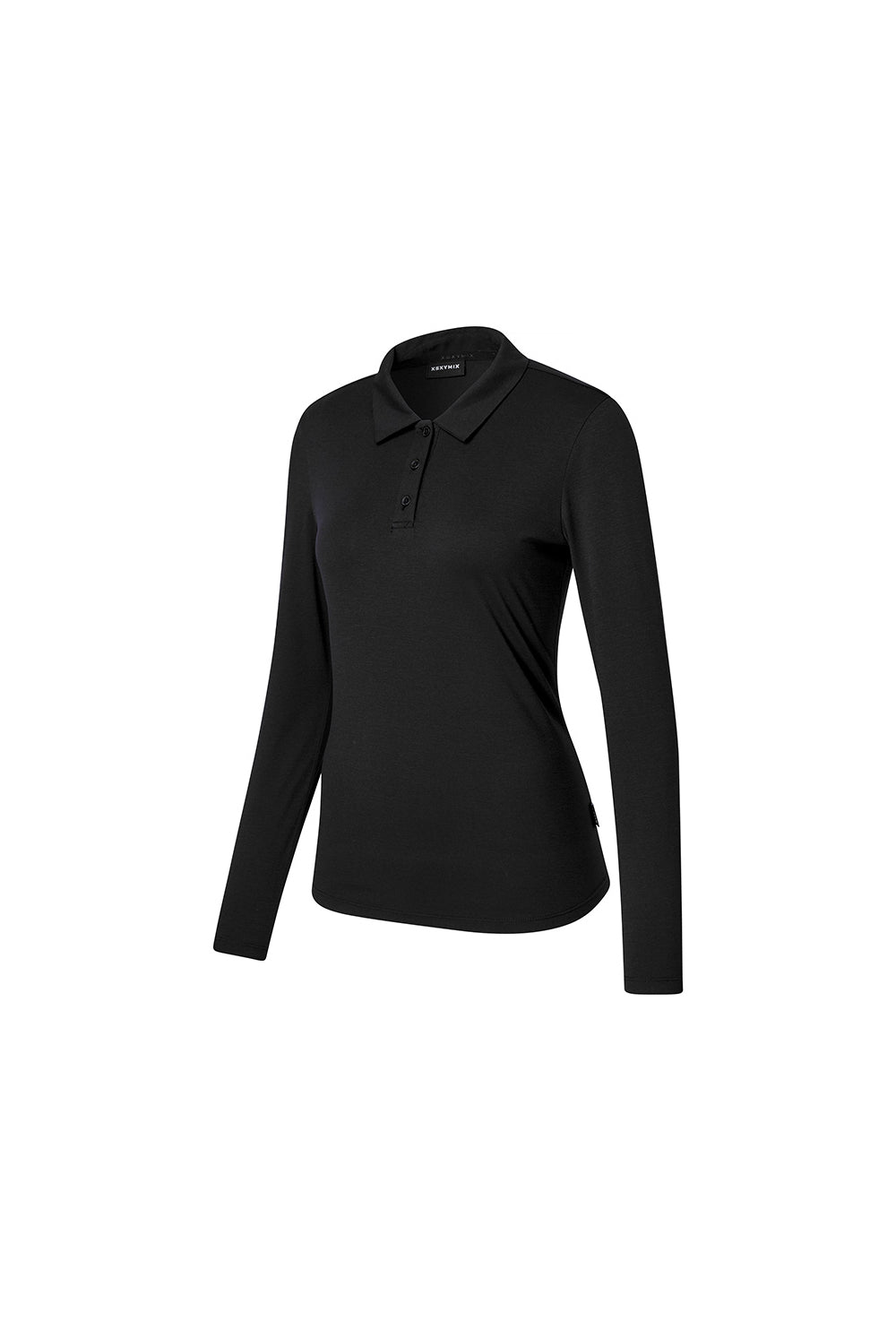 Ecodex Women's Polo Long T-Shirt - Black