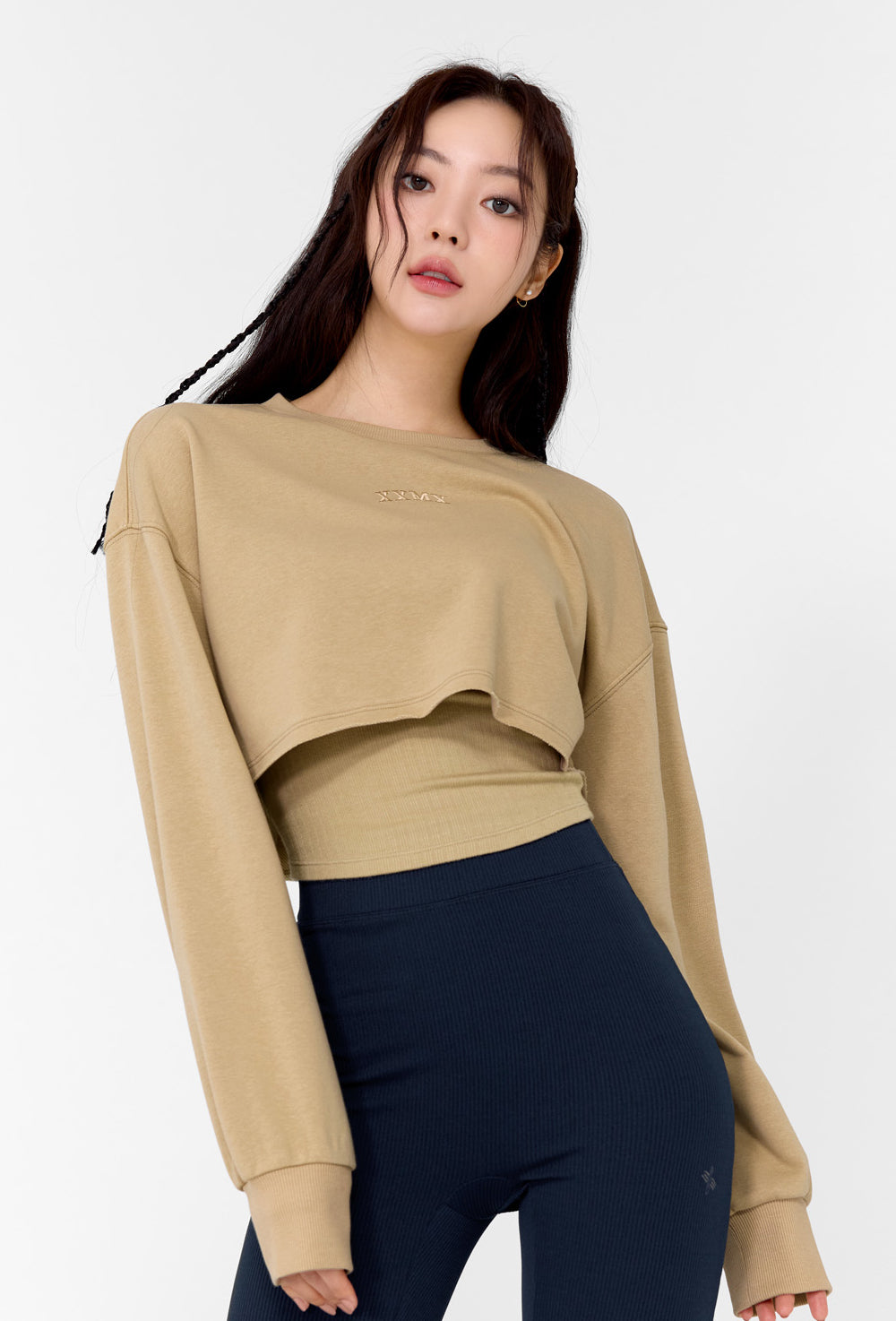 Soft Cotton Daily Crop Sweatshirt - Antique Beige