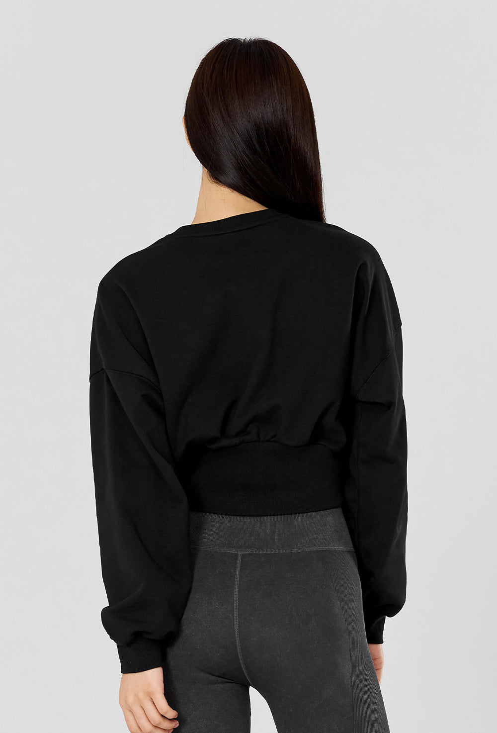 Wide Banding Crop Sweatshirt - Black