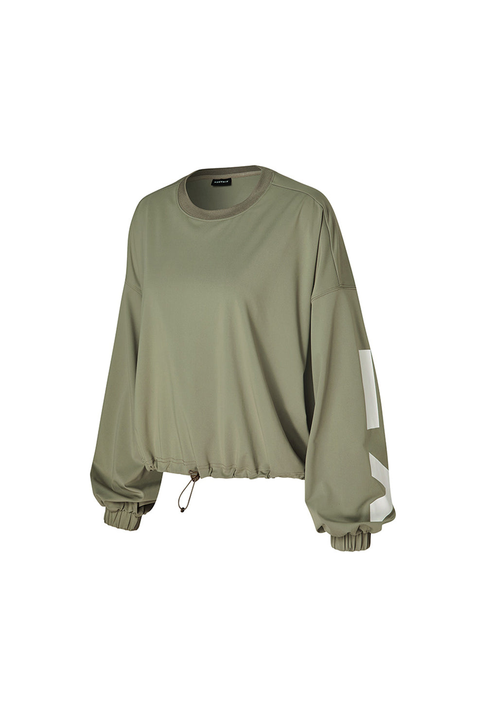 Lettering Loose-Fit Cropped Sweatshirt in - Olive Khaki