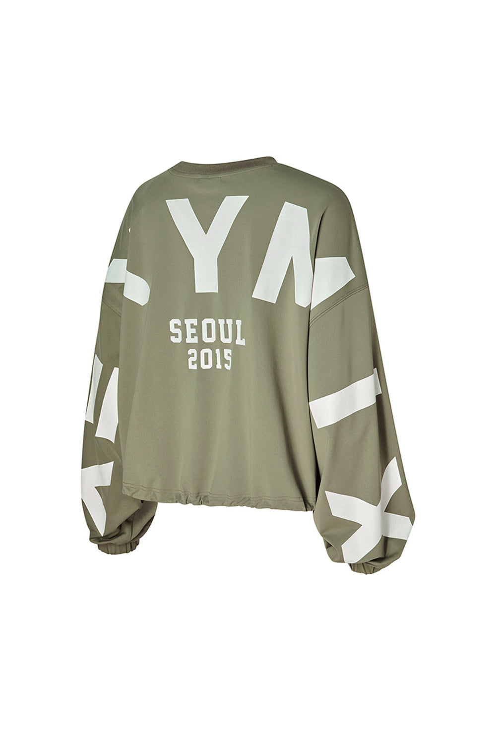 Lettering Loose-Fit Cropped Sweatshirt in - Olive Khaki