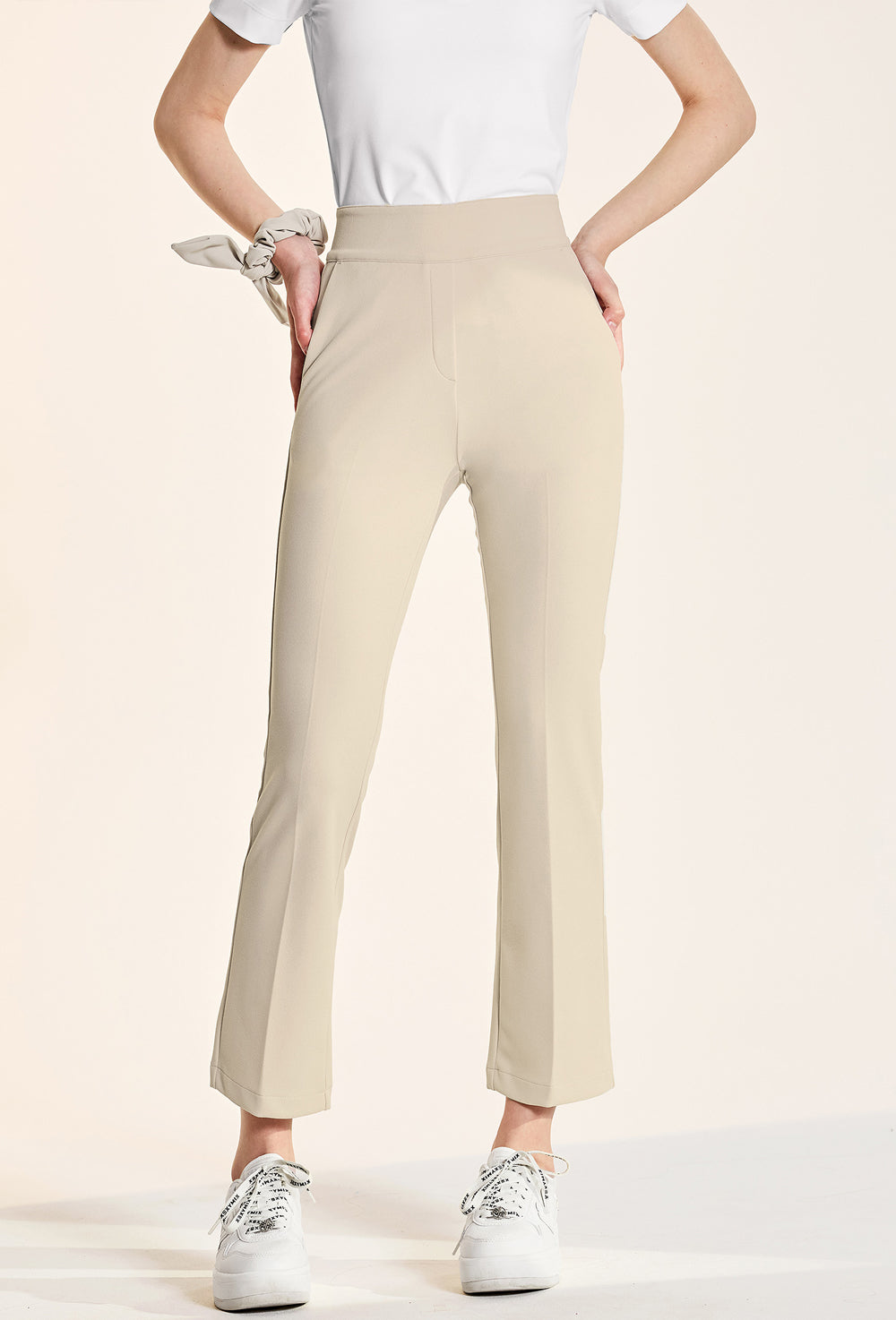 Stretch Banding Boots Cut Slacks - Marong Beige