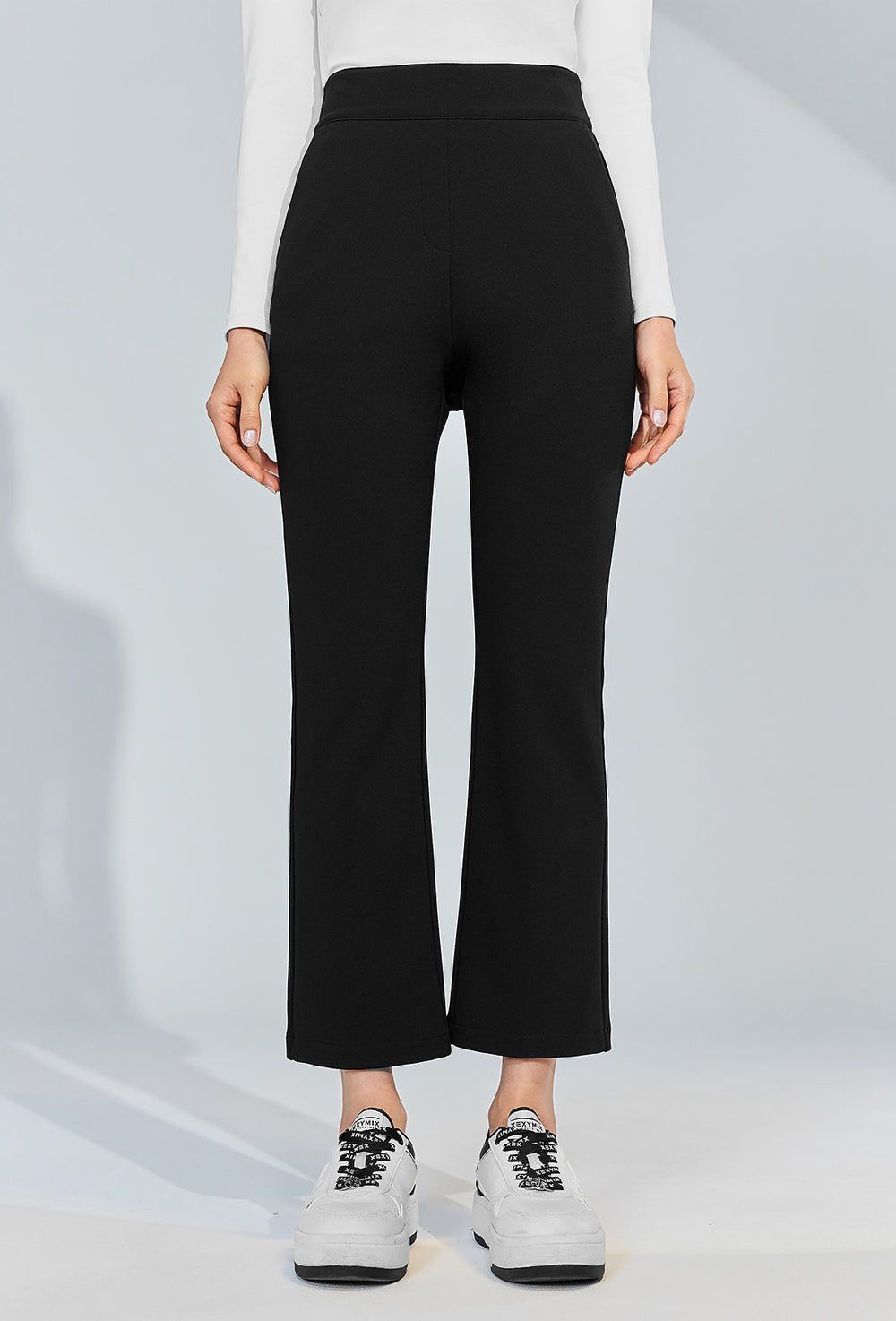 Stretch Banding Napping Bootscut Slacks - Black