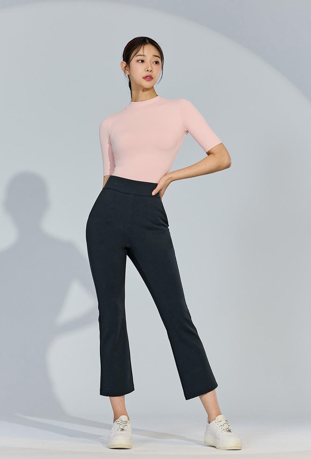 Stretch Banding Napping Bootscut Slacks - Move Charcoal