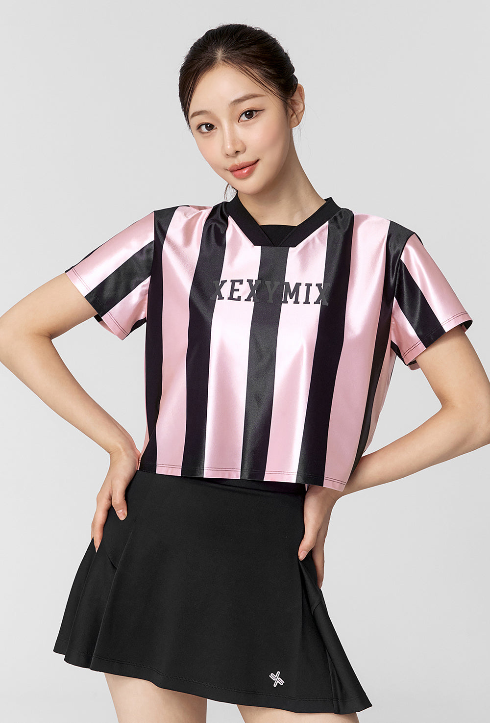 Color Block Jersey Short Sleeve - Pink Black