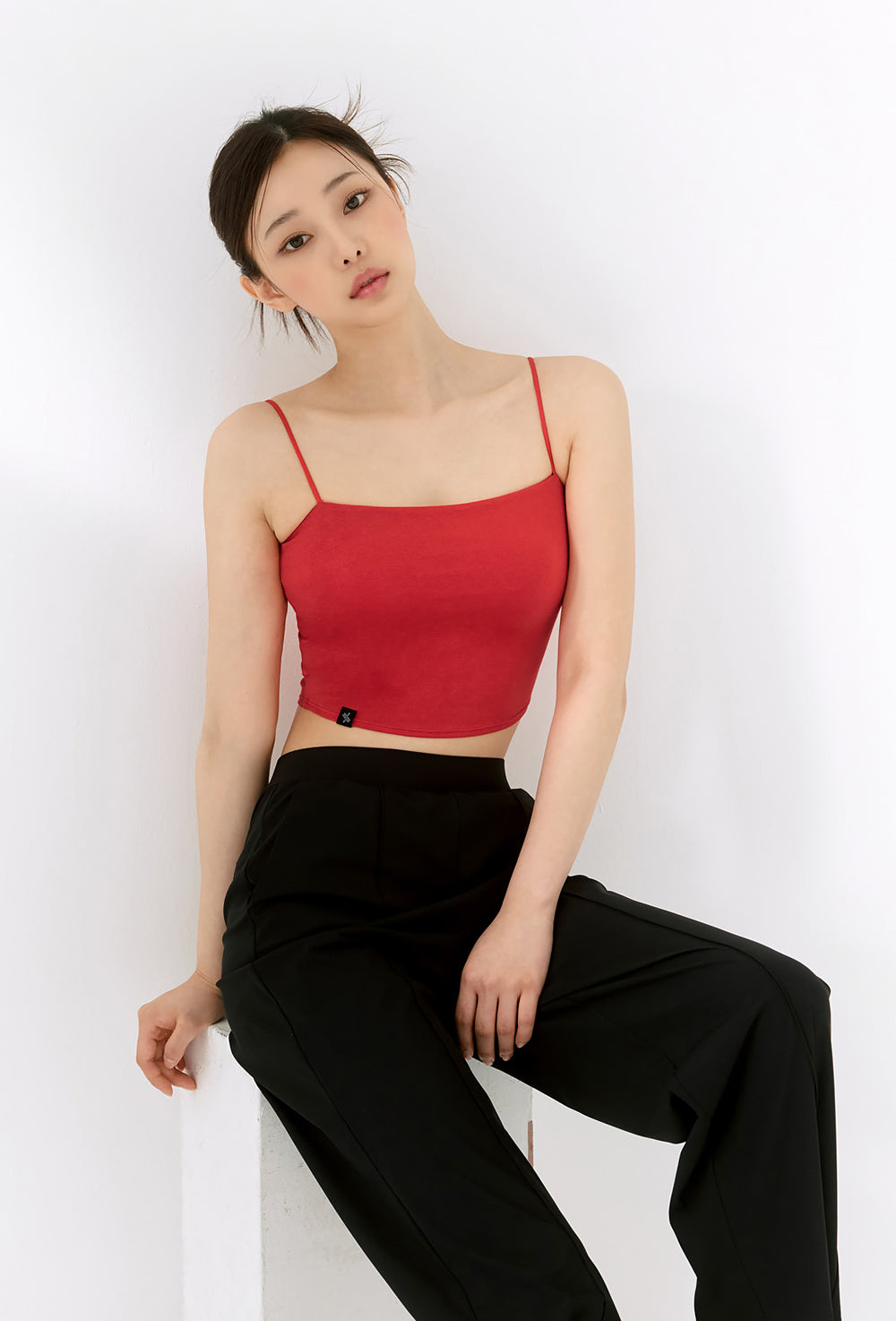 Tricot Pintuck Wide Pants - Black