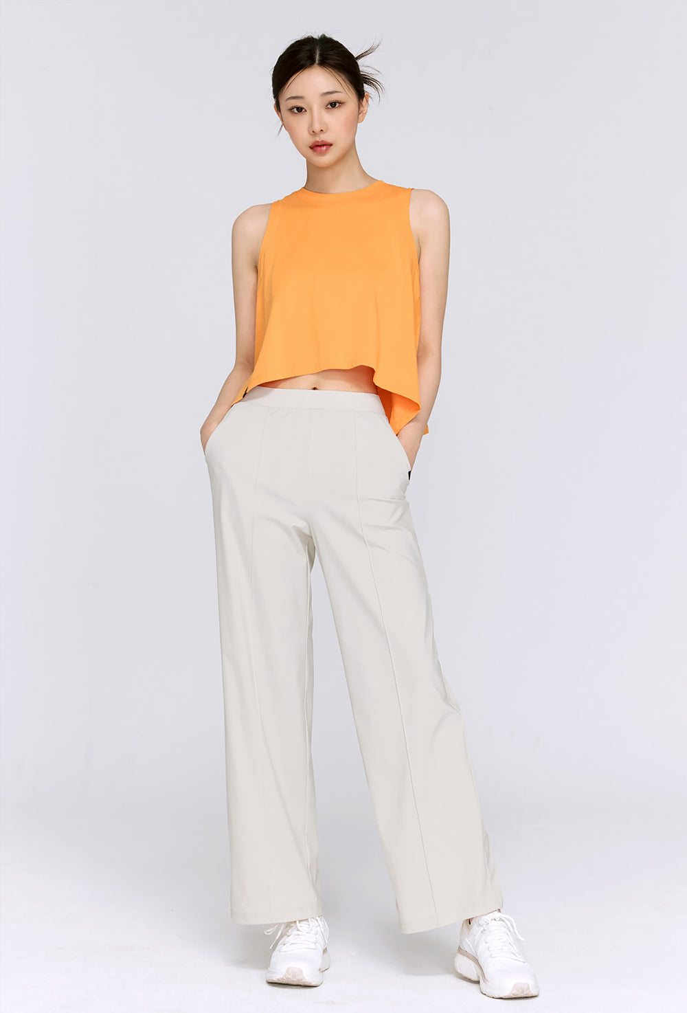 Tricot Pintuck Wide Pants - Milk Latte