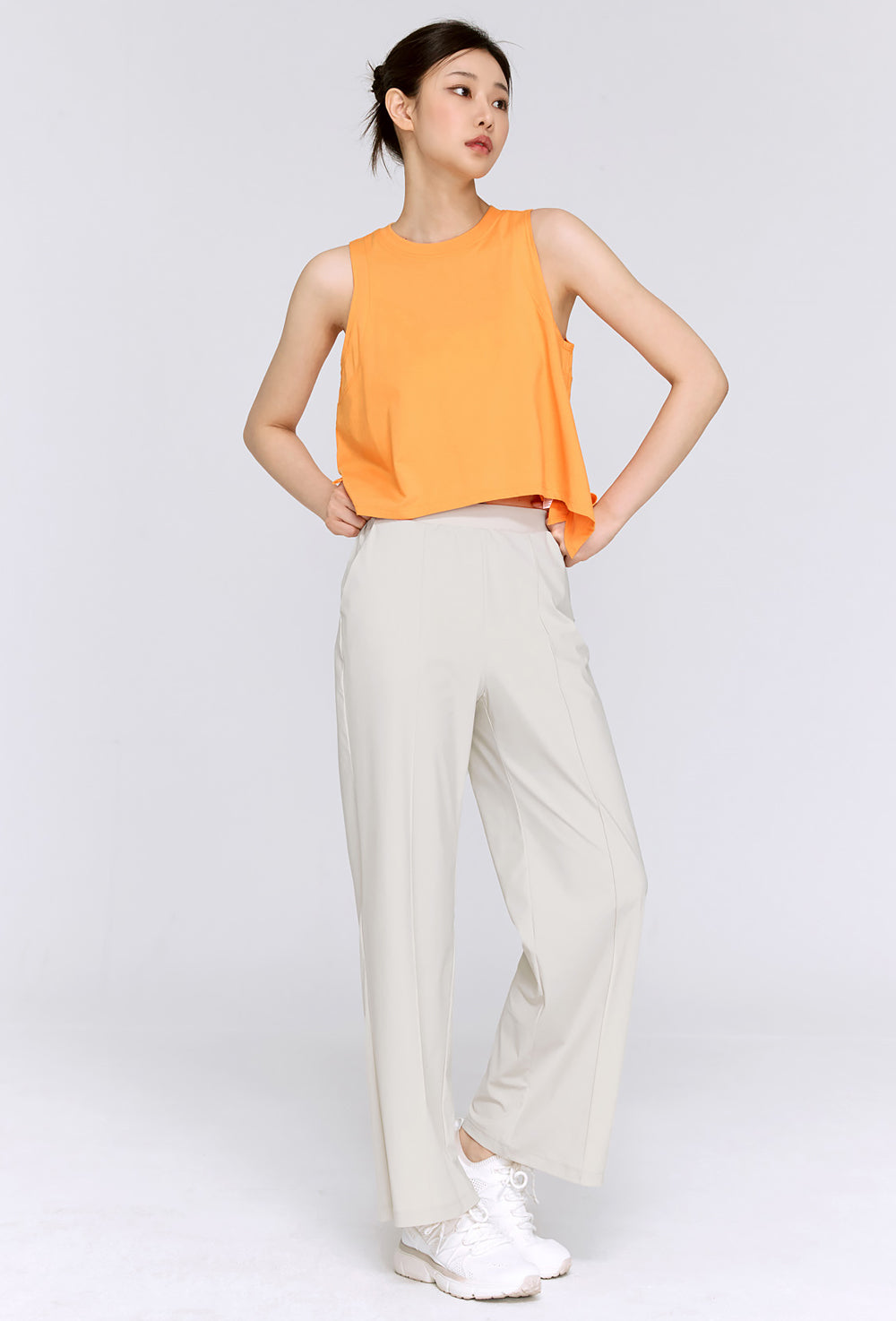 Tricot Pintuck Wide Pants - Milk Latte