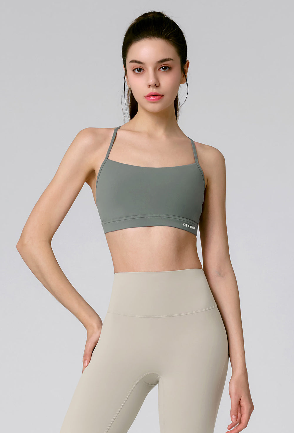 Comfort Up Cross Back Bra Top - Sage Brush Green