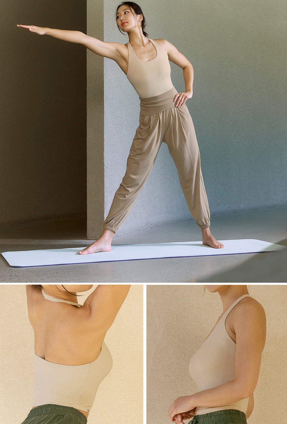 Soft Halter Yoga Top - Sand Shell