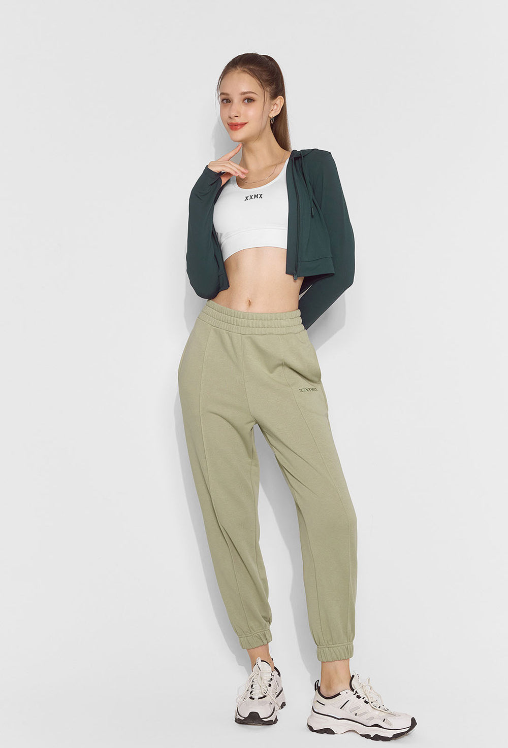 Slim Fit Crop Hood Zip-Up - Attention Gray