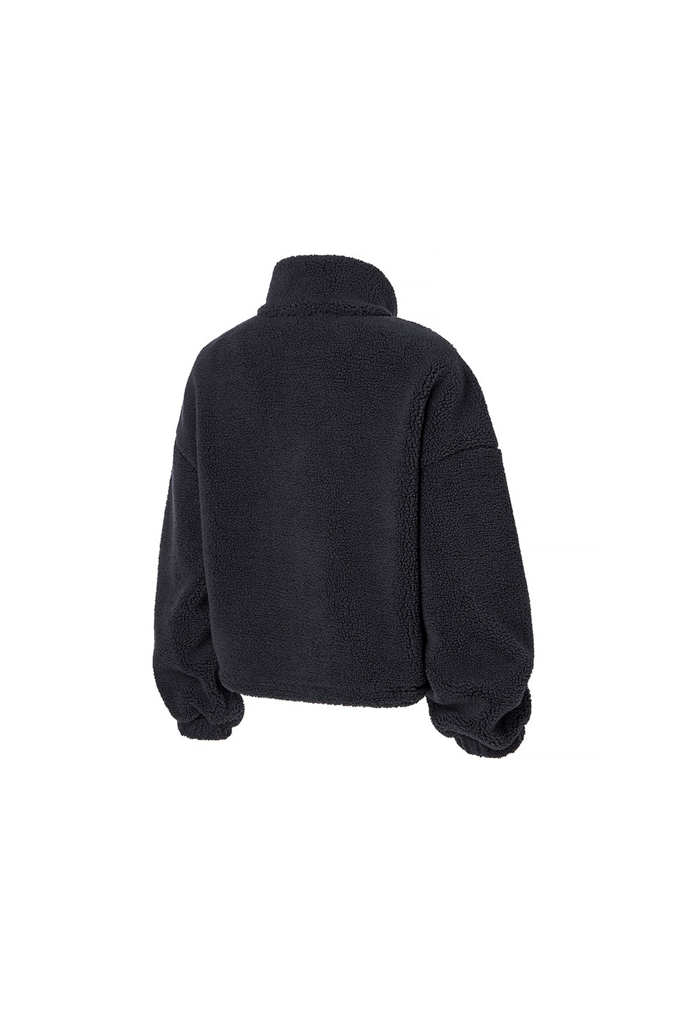 Sherpa Crop Zip-Up Jacket - Dark Blue