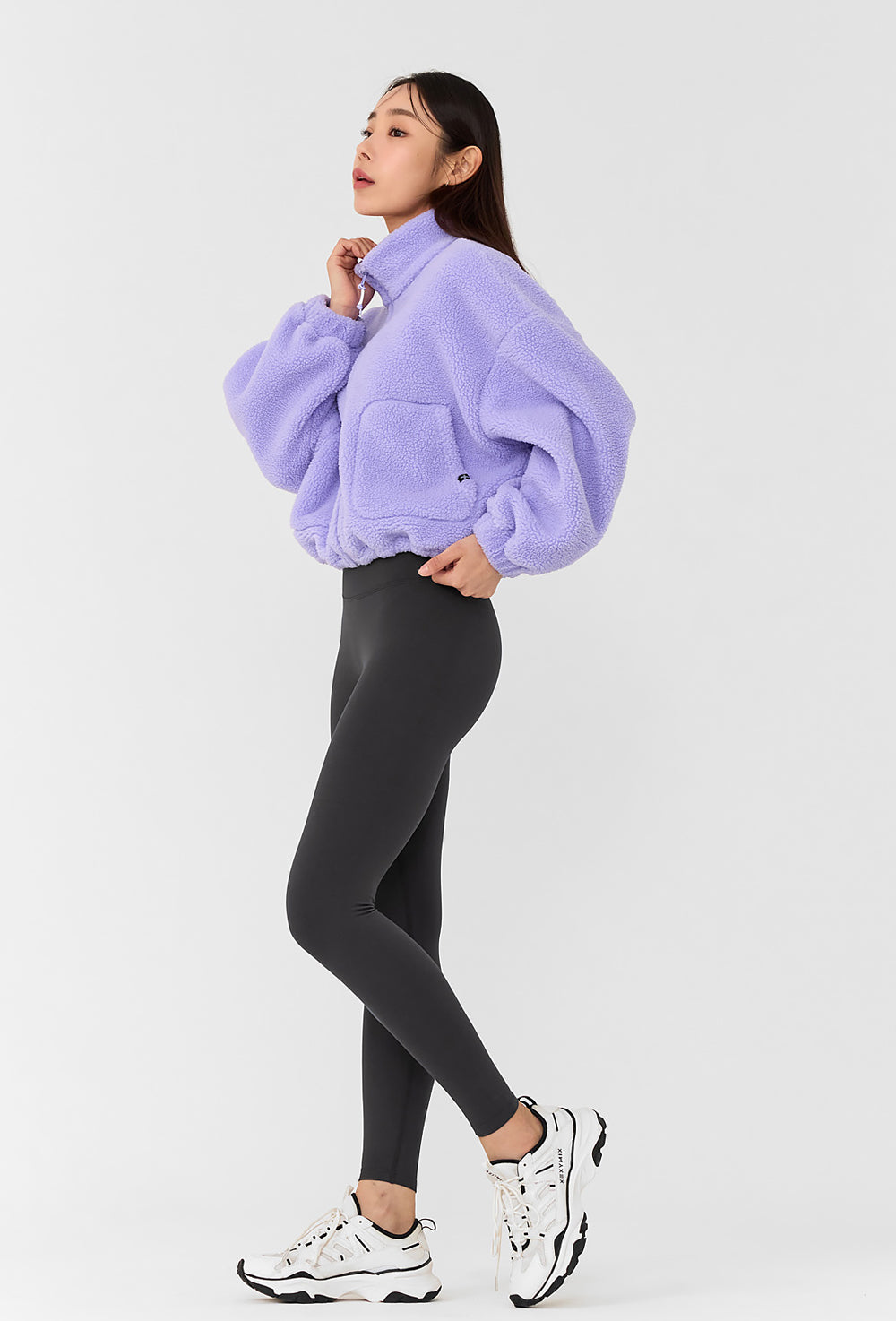 Sherpa Crop Zip-Up Jacket - Mistic Lilac