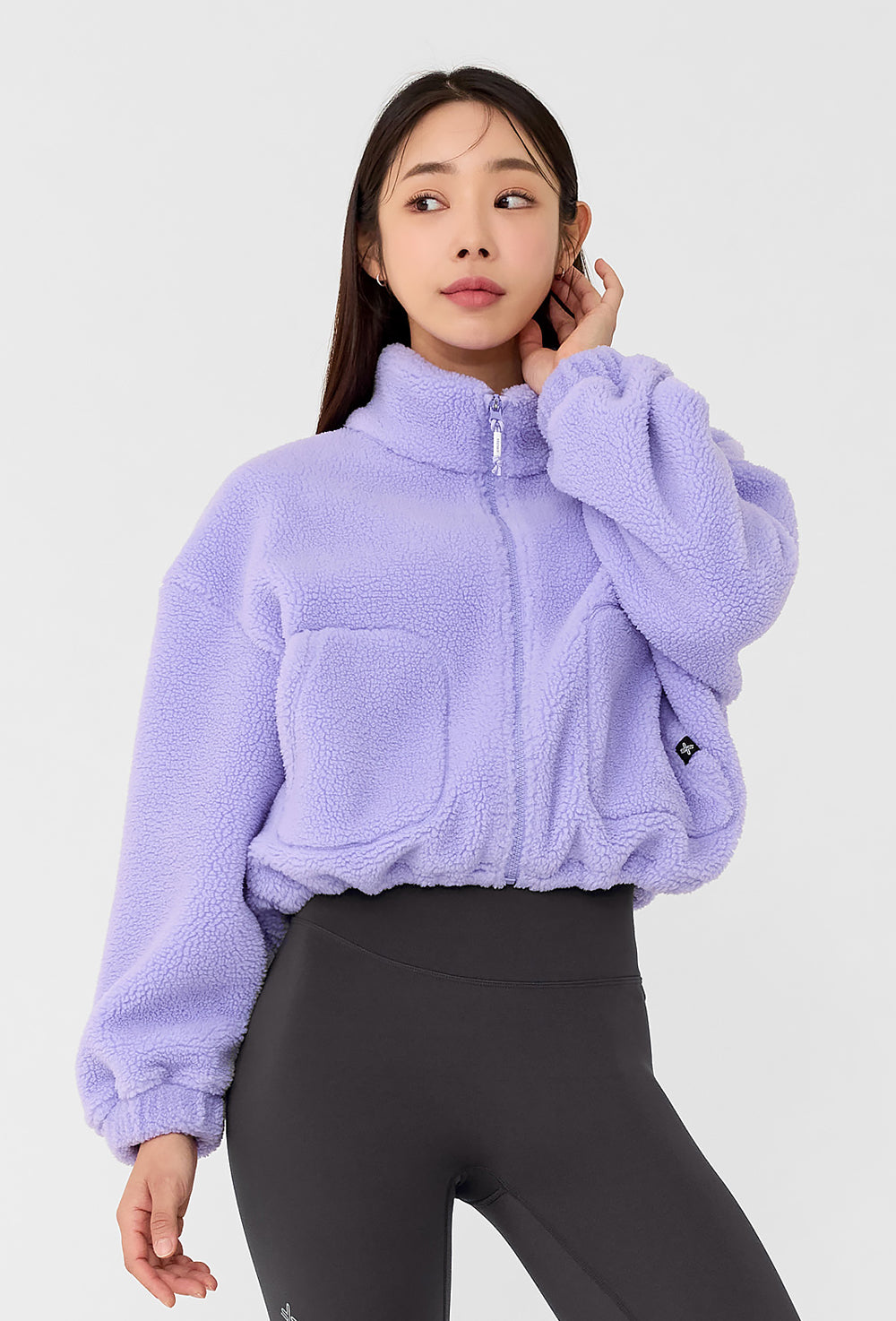 Sherpa Crop Zip-Up Jacket - Mistic Lilac