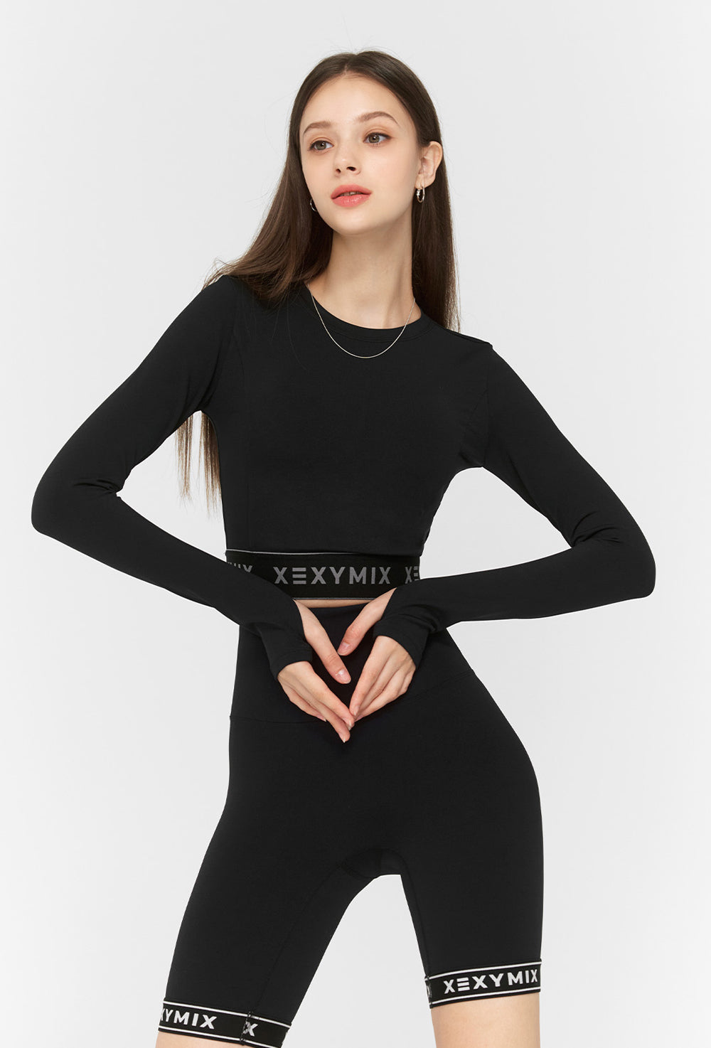 Logo Banding Crop Long Sleeve - Black