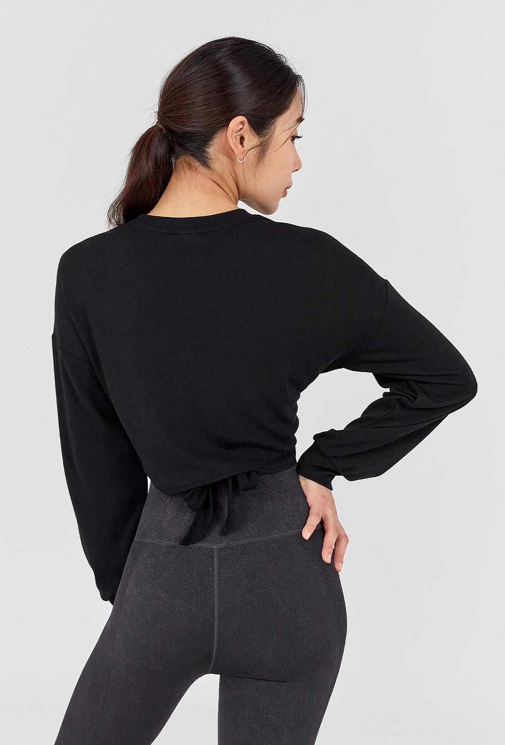 Wrap Tie Crop T-Shirt - Black