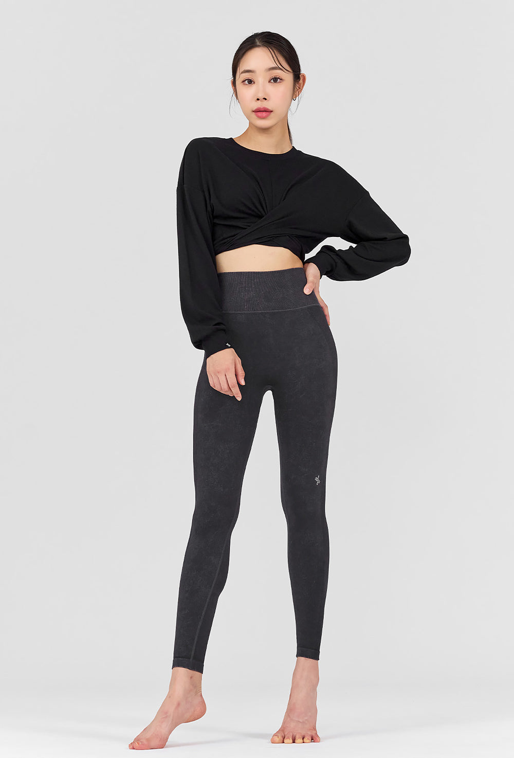 Wrap Tie Crop T-Shirt - Black