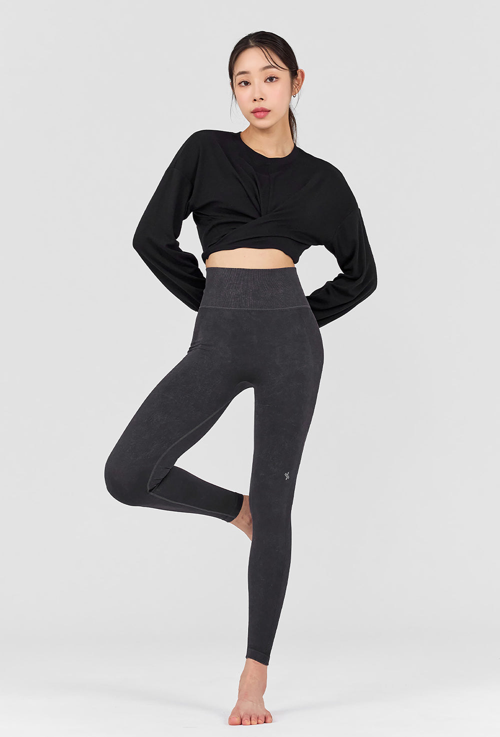 Wrap Tie Crop T-Shirt - Black