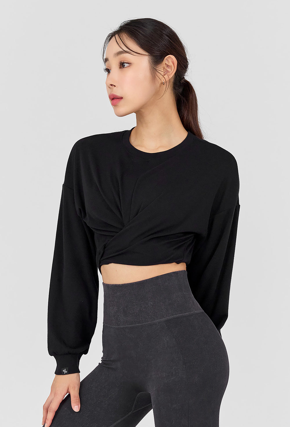 Wrap Tie Crop T-Shirt - Black